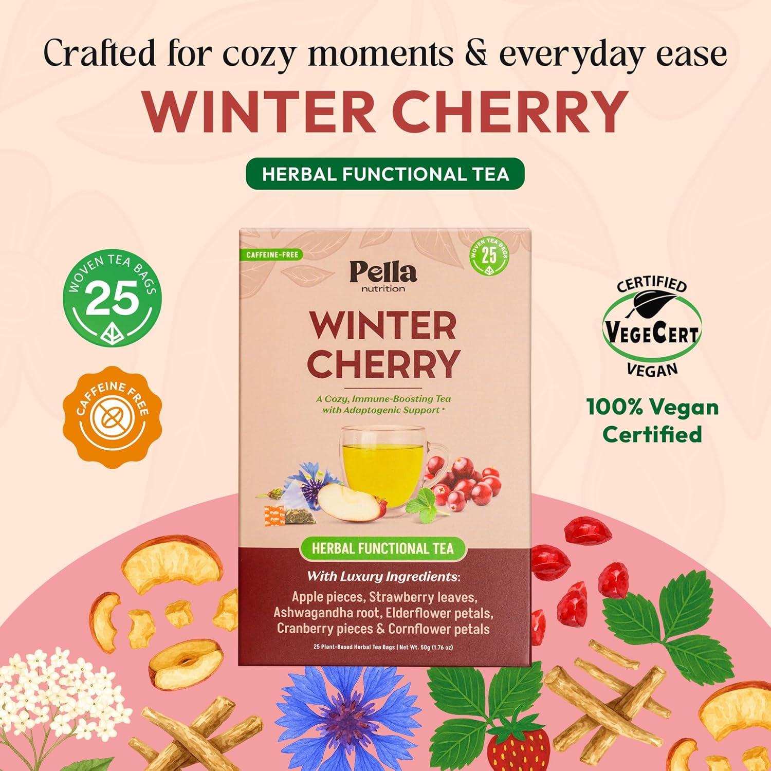 Té Herbal Pella Nutrition Ashwagandha Cereza Invierno 25 Bolsitas