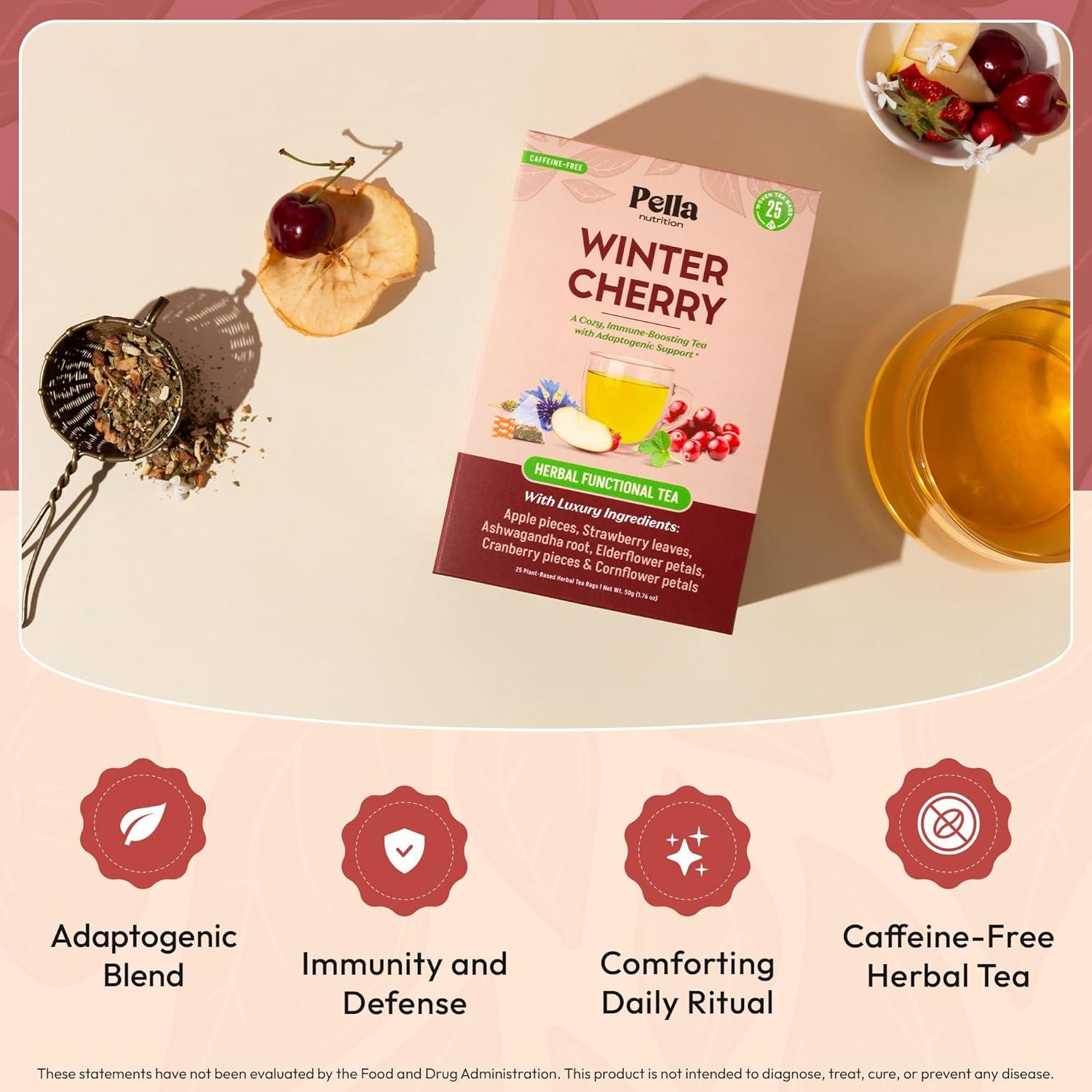 Té Herbal Pella Nutrition Ashwagandha Cereza Invierno 25 Bolsitas