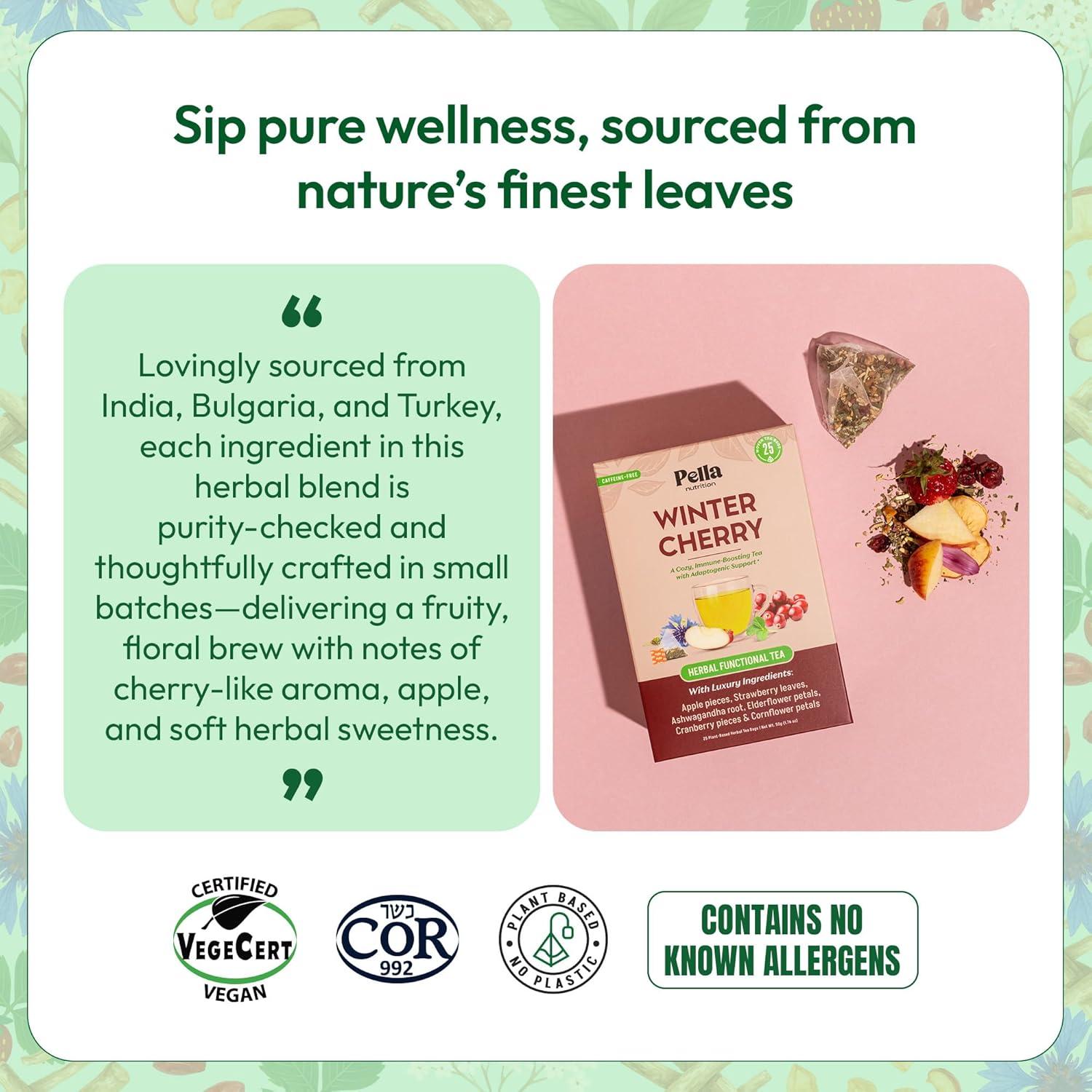 Té Herbal Pella Nutrition Ashwagandha Cereza Invierno 25 Bolsitas