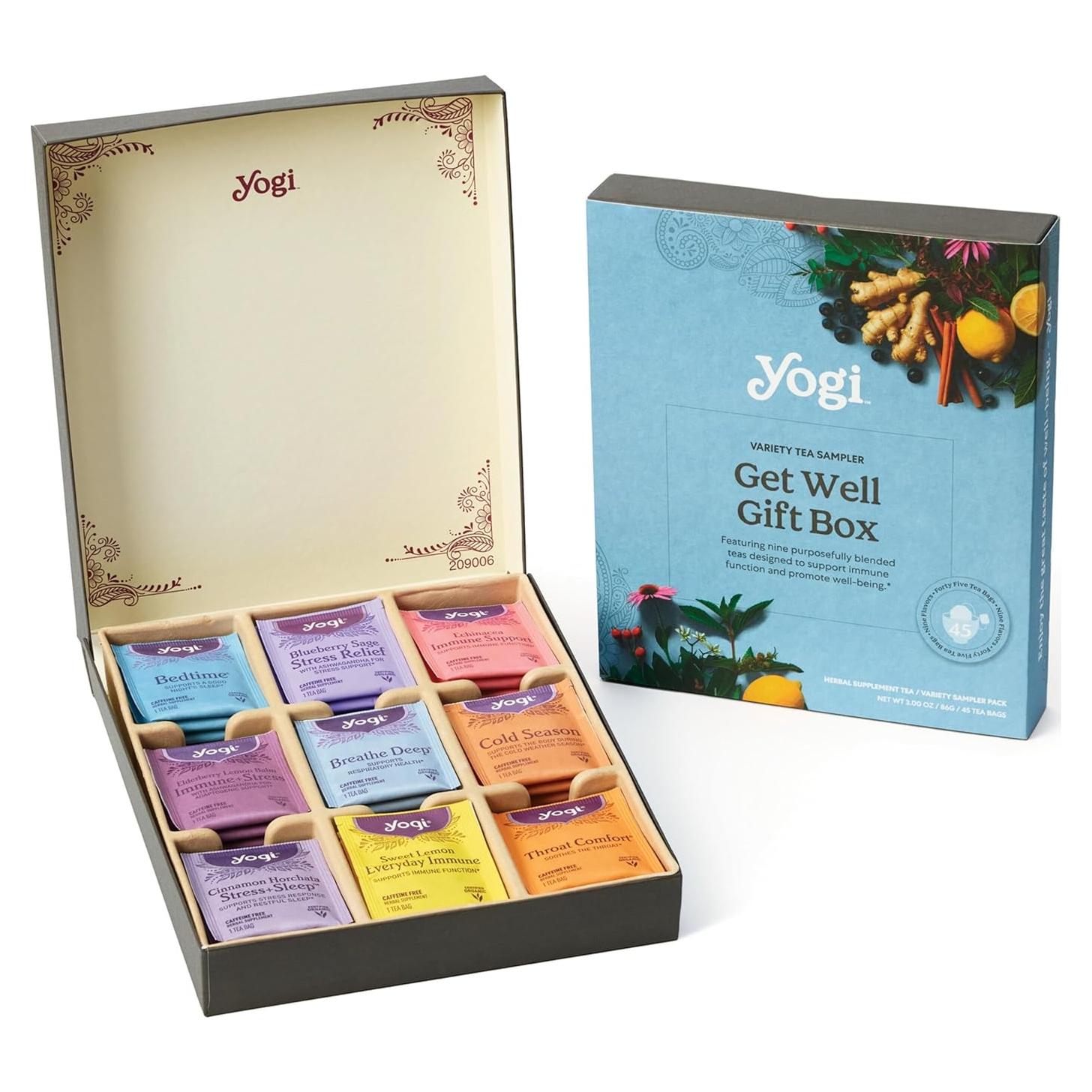 Set de Regalo de Té Orgánico Yogi - 9 Sabores, 45 Bolsitas