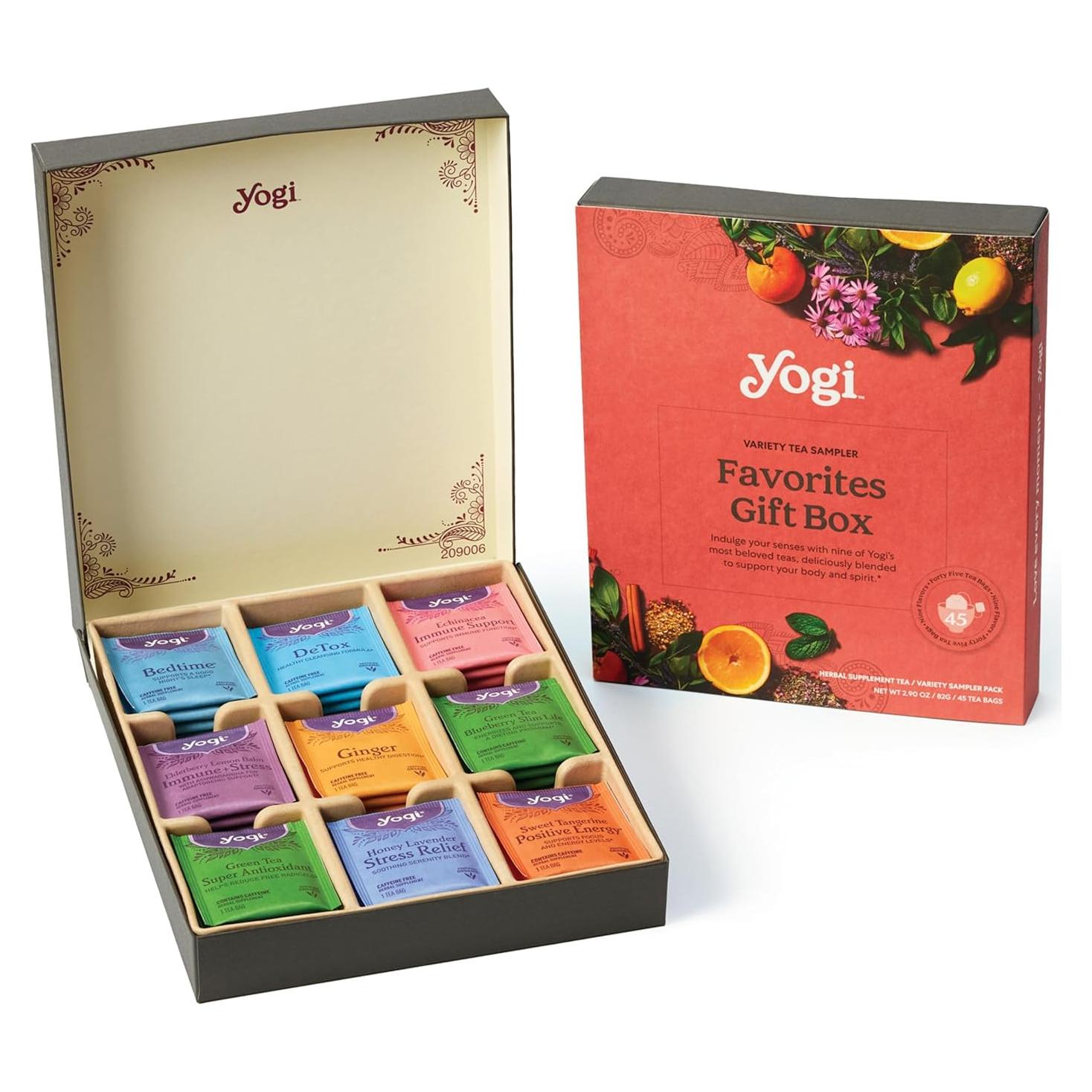 Caja de Regalo de Tés Orgánicos Yogi - 45 Bolsitas, 9 Variedades