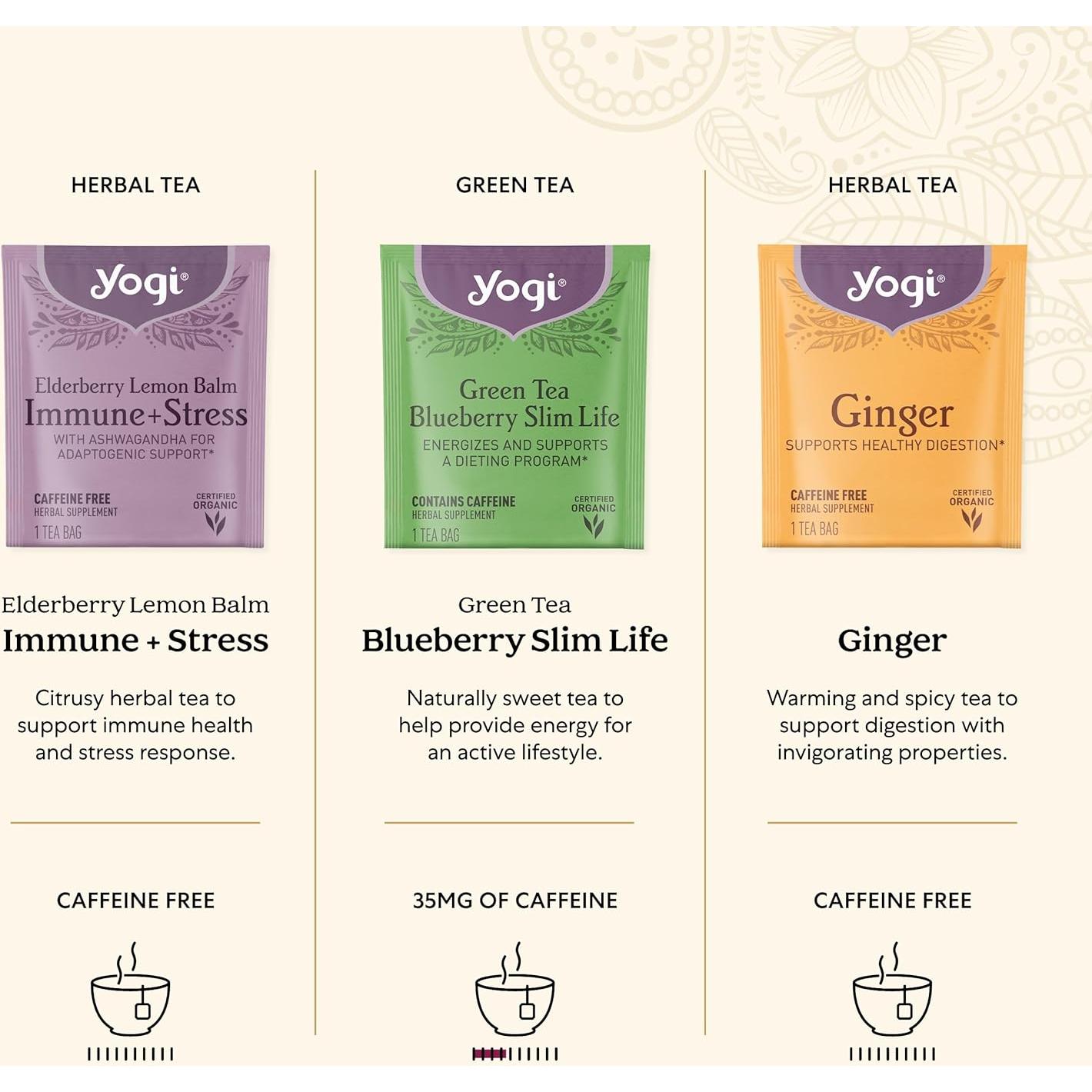 Caja de Regalo de Tés Orgánicos Yogi - 45 Bolsitas, 9 Variedades