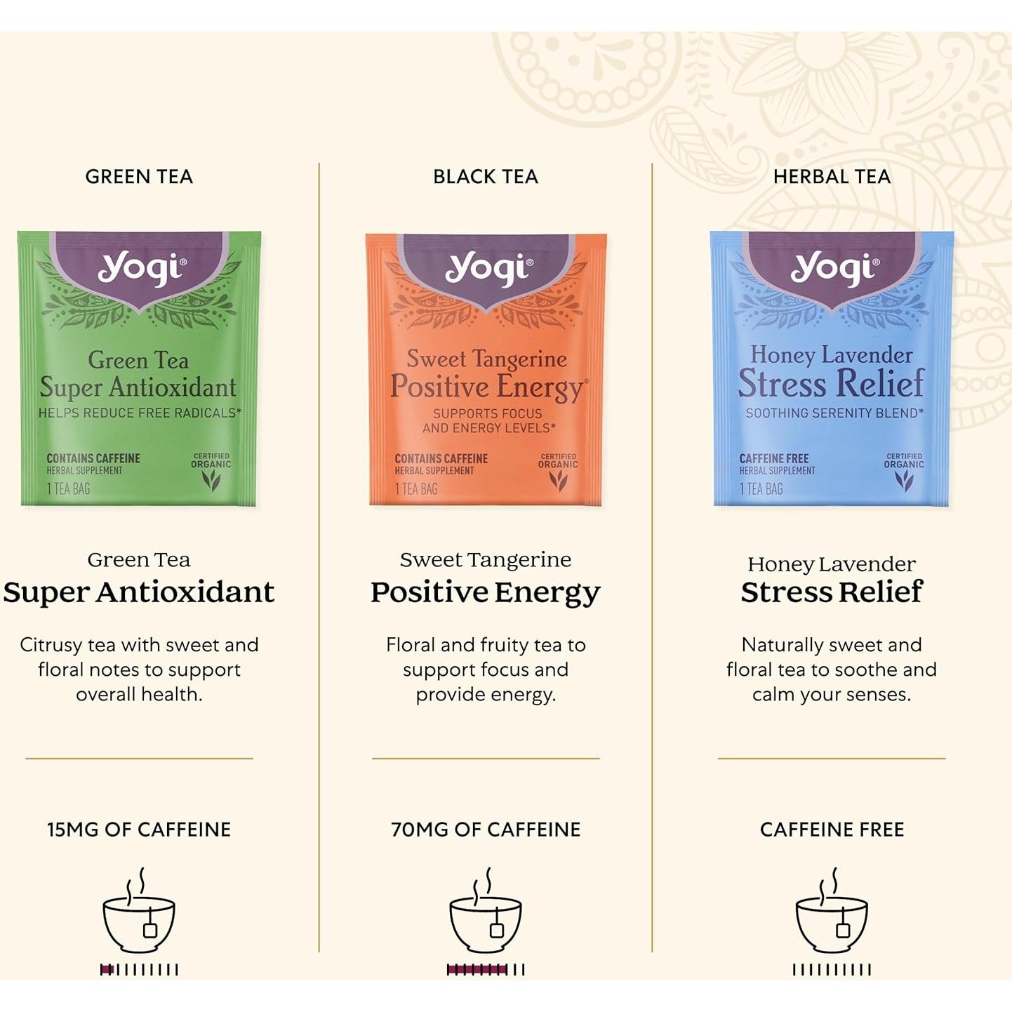 Caja de Regalo de Tés Orgánicos Yogi - 45 Bolsitas, 9 Variedades