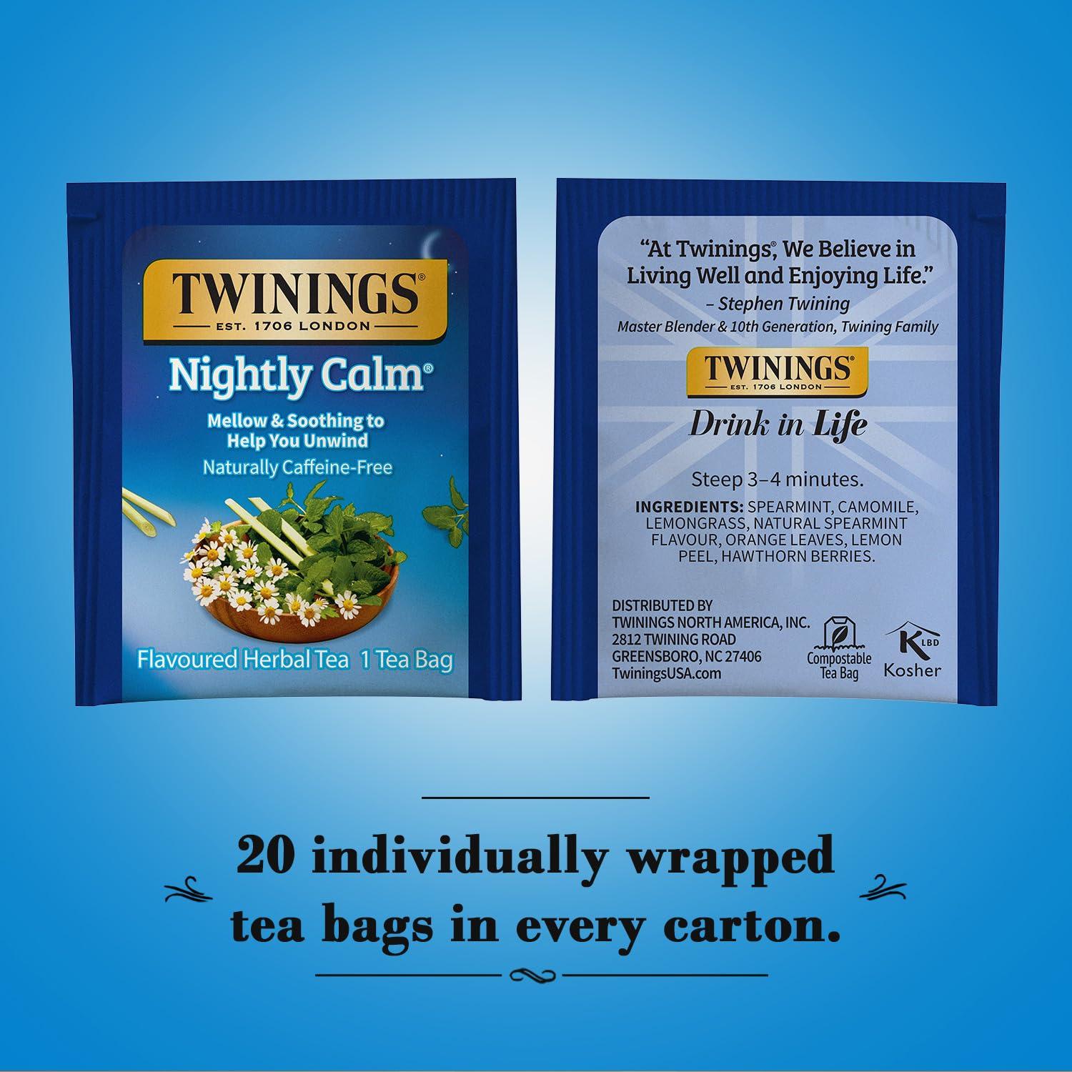 Té de hierbas para dormir Twinings Nightly Calm 40 bolsas
