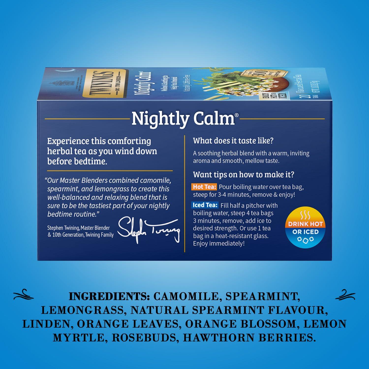 Té de hierbas para dormir Twinings Nightly Calm 40 bolsas