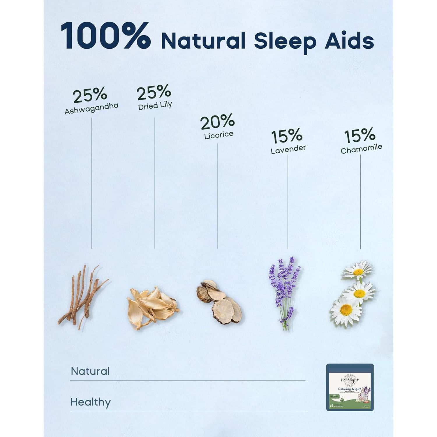 Té Calmante Nocturno Herblight 15 Bolsitas Orgánico Sin Cafeína