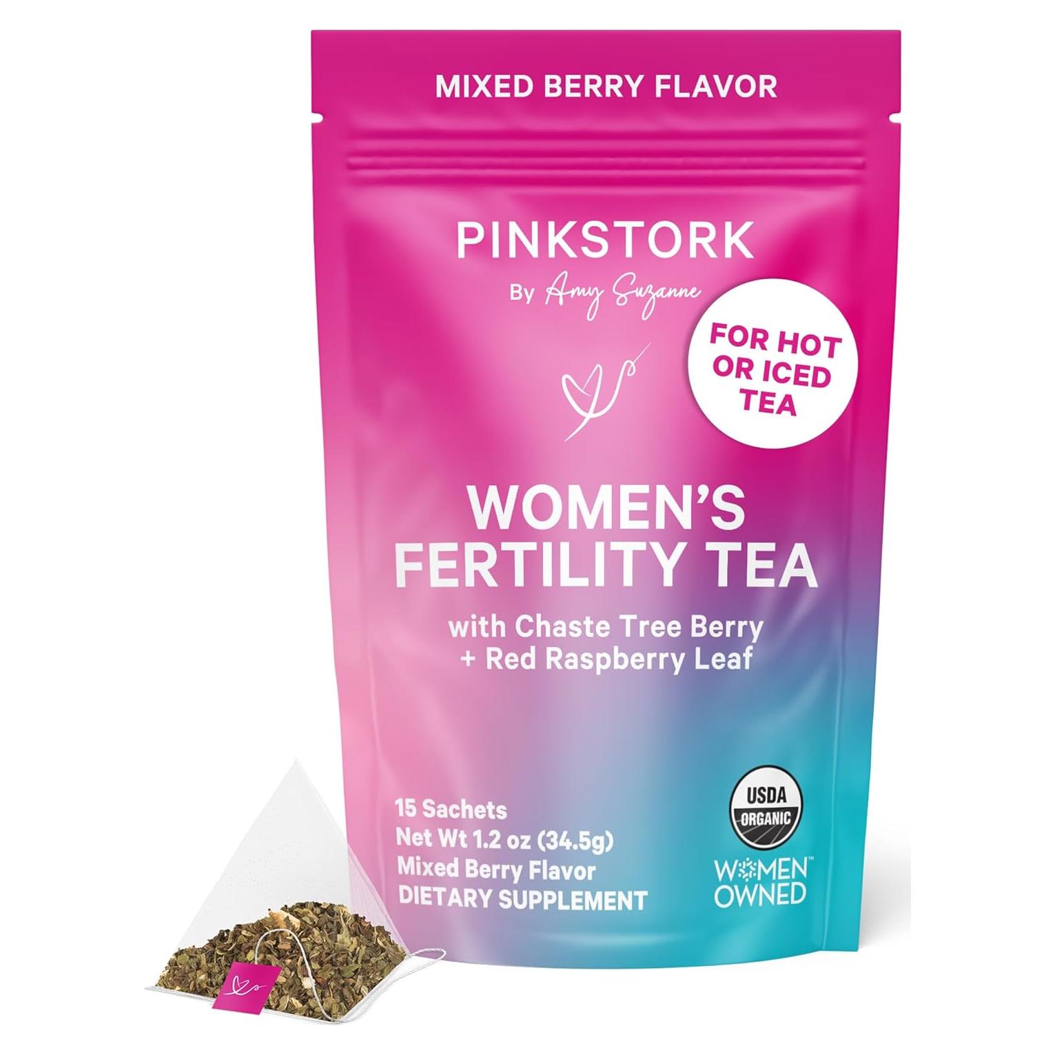 Té de Fertilidad Orgánico Pink Stork con Vitex y Menta - 15 Bolsitas