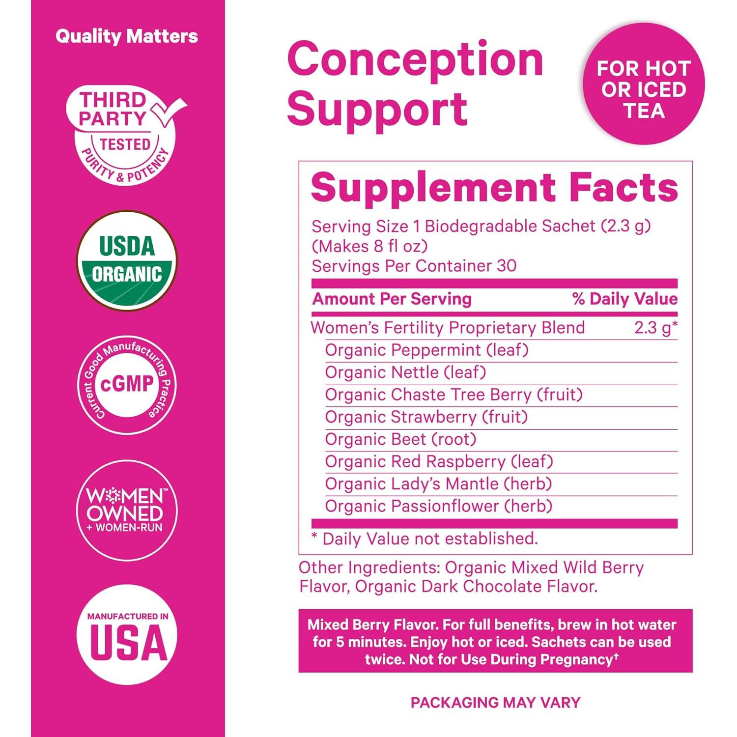 Té de Fertilidad Orgánico Pink Stork con Vitex y Menta - 15 Bolsitas