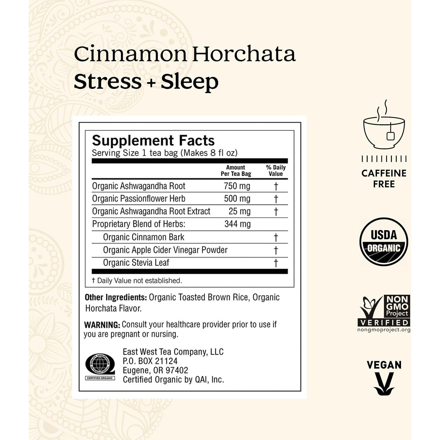 Té Orgánico Yogi Canela Horchata Estrés y Sueño - 64 Bolsitas