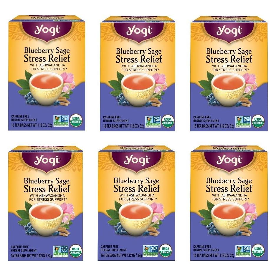 Té Herbal Yogi Arándano Salvia Alivio del Estrés - 96 Bolsitas