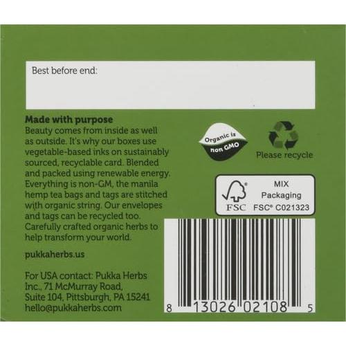 Té de Hierbas Orgánico Pukka Paz - 20 Bolsitas Sin Cafeína