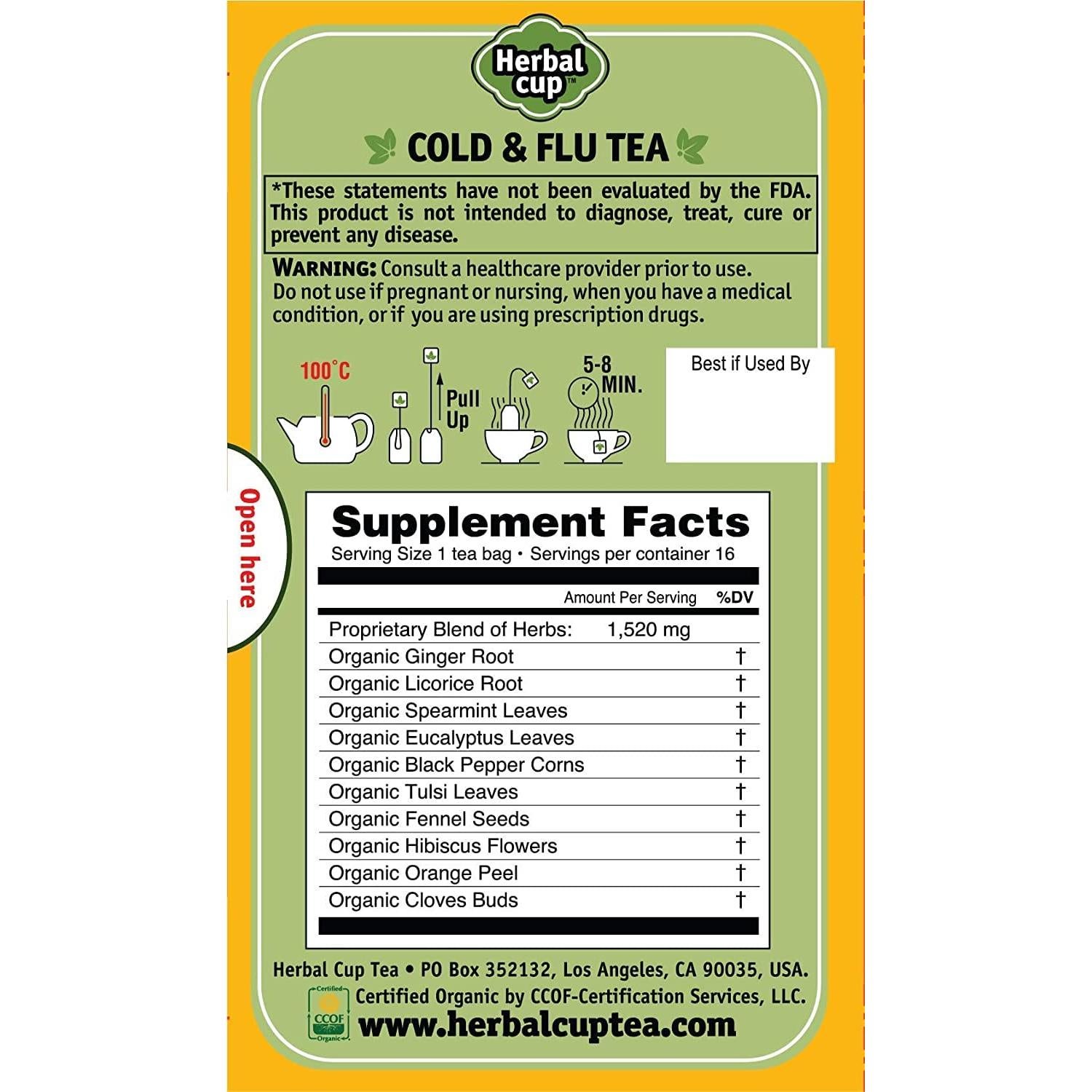 Té Herbal Cup Ayurveda Orgánico para Resfriados - 16 Bolsitas