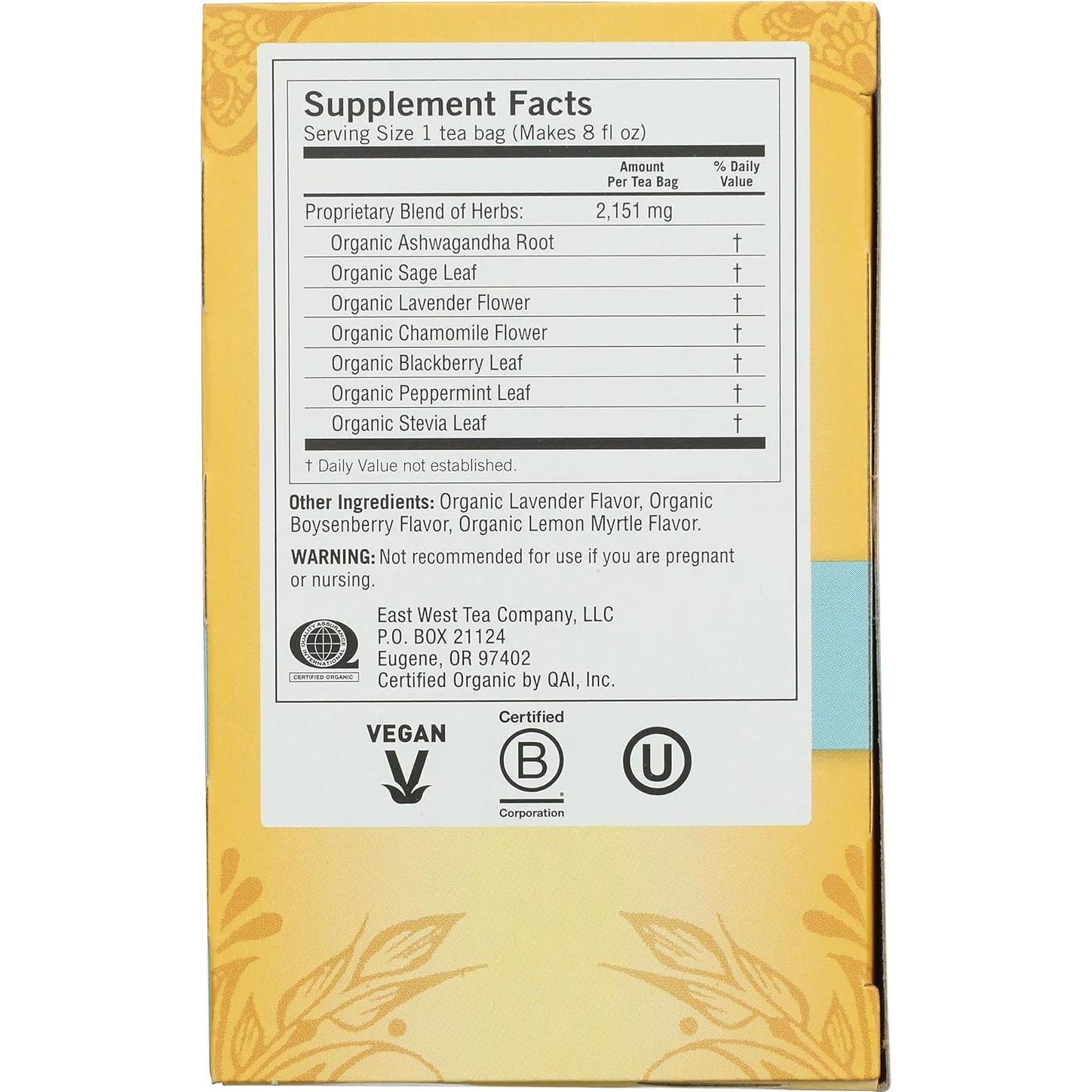 Té Relajante Yogi Tea Mente Relajada 16 Bolsitas 100% Natural