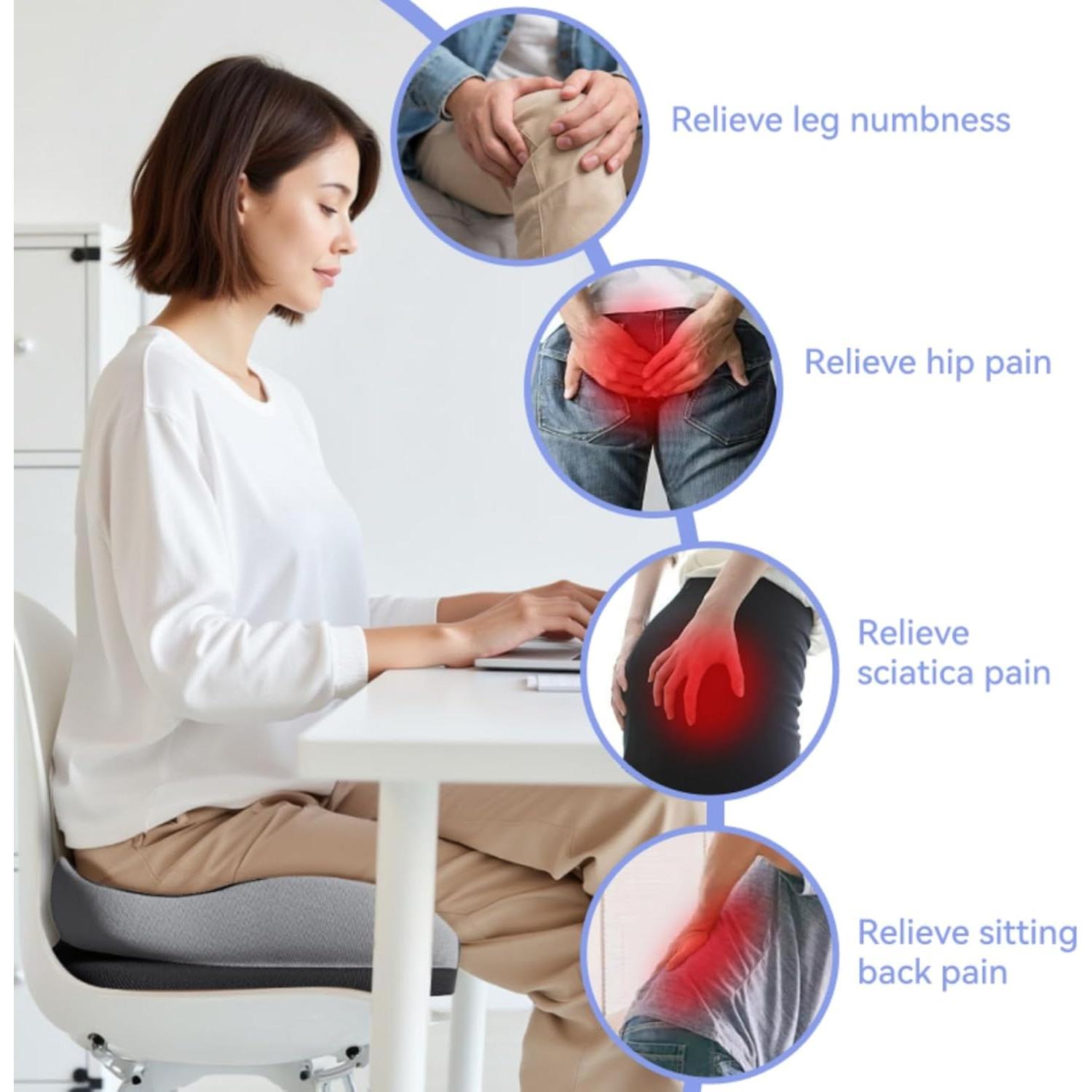 Cojín Viscoelástico ZFUHWT para Silla de Oficina y Coche