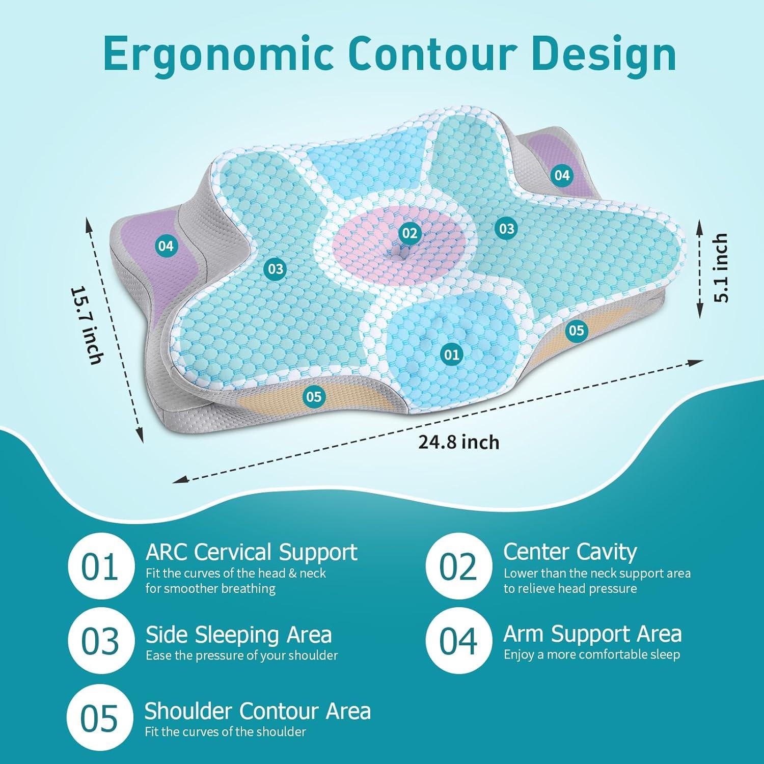 Almohada Cervical Ylekto Espuma de Memoria Refrigerante 12.95cm