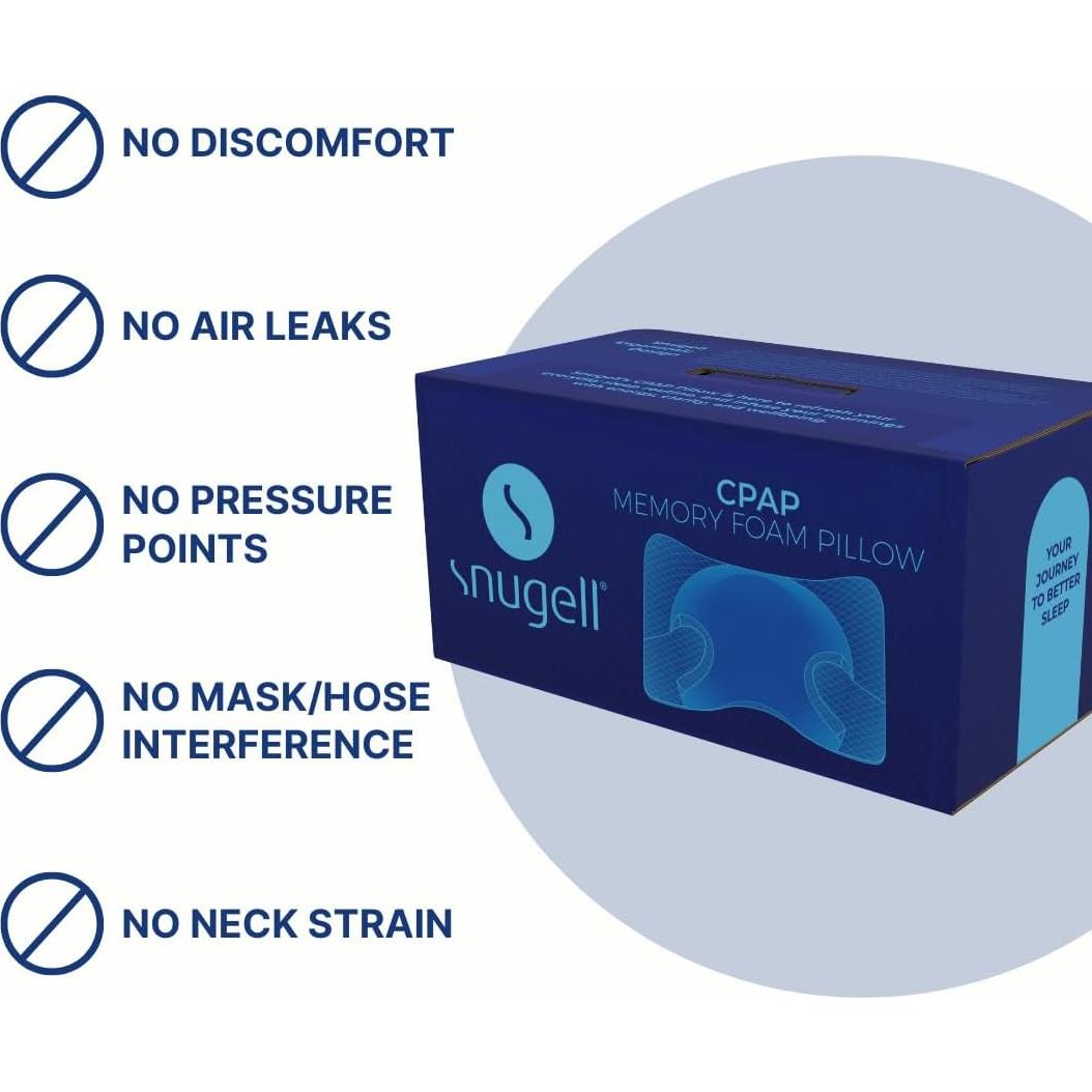 Almohada CPAP Snugell de Espuma Viscoelástica - Ergonómica y Lavable