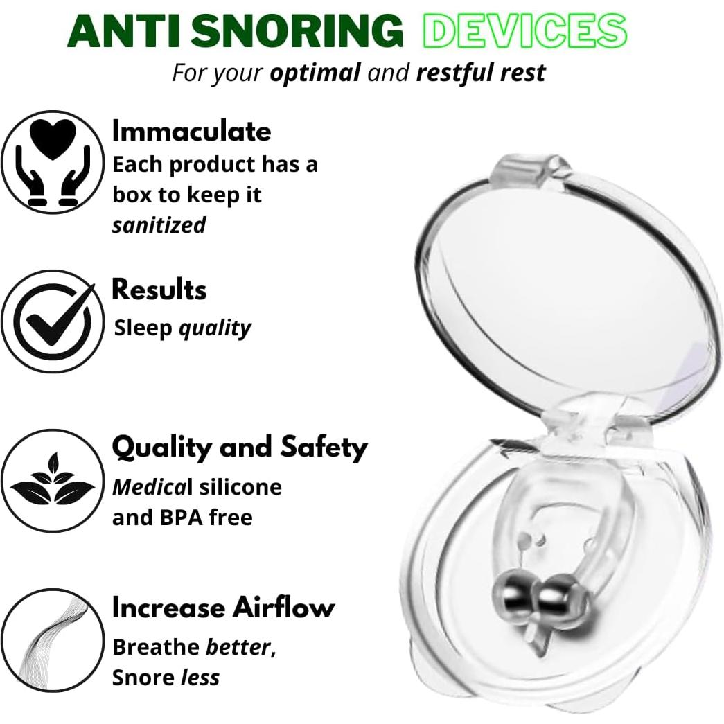 Dispositivo Anti Ronquidos - Clip Nasal Magnético 4 Piezas Silicona