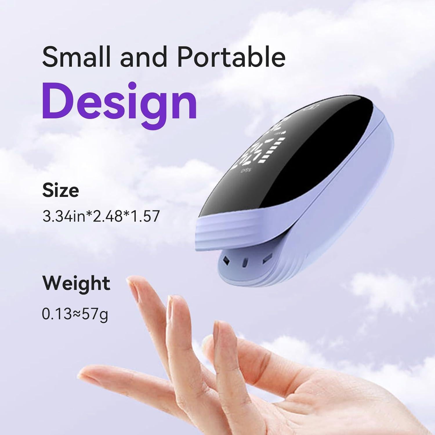 Oxímetro de Pulso Manhero OLED Recargable con Alarma Púrpura