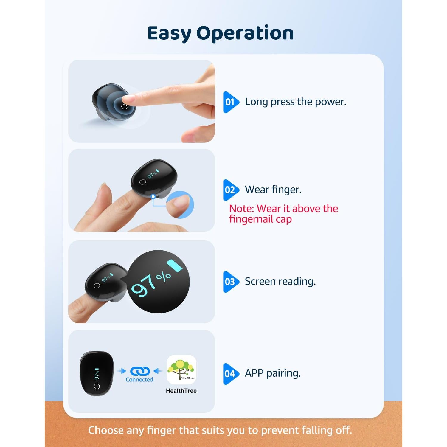 Oxímetro de Pulso MugaTree en Forma de Anillo con APP