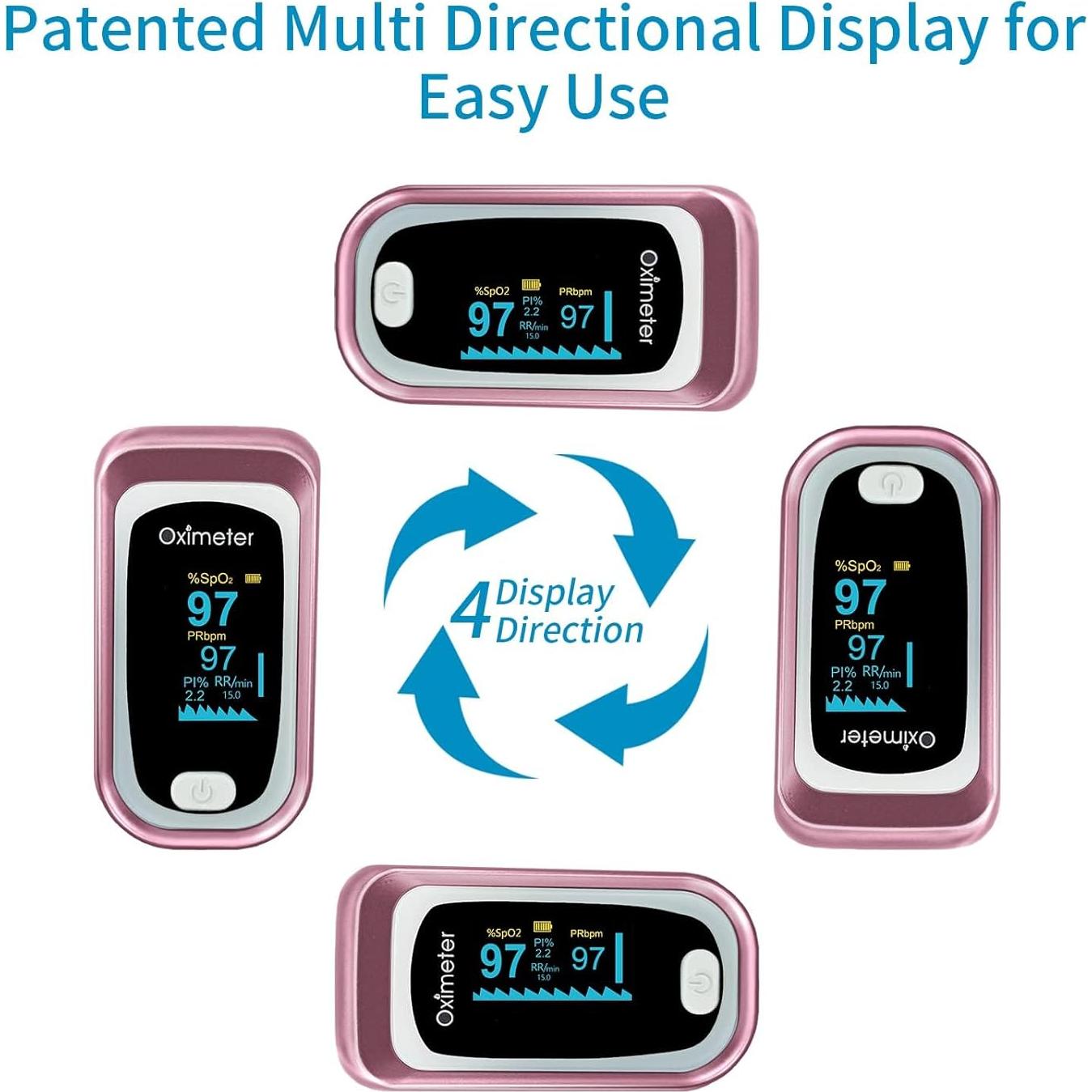 Oxímetro de Pulso OLED Longnan con Pantalla Grande y Funda
