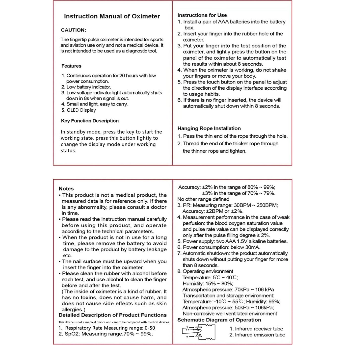 Oxímetro de Pulso OLED Longnan con Pantalla Grande y Funda