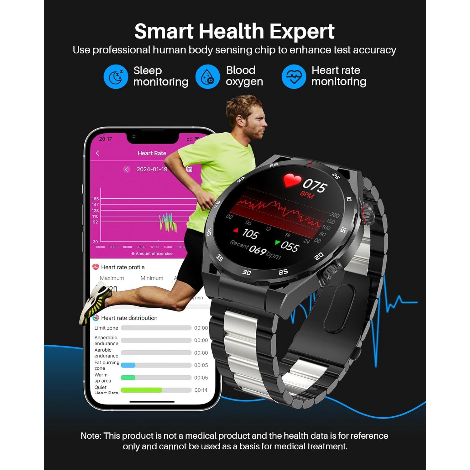 Reloj Inteligente EarlySincere T80 con Monitor de Salud IP67