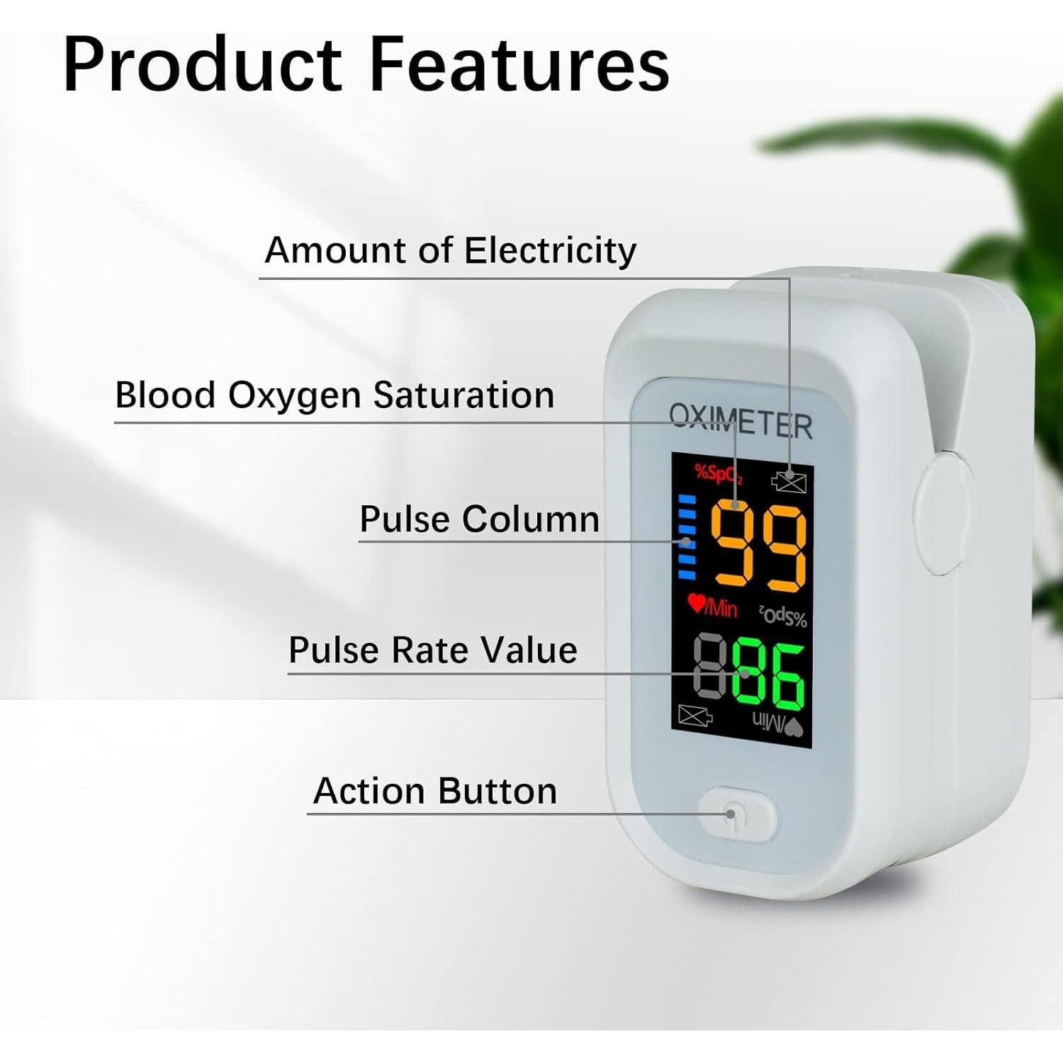 Oxímetro de Dedo LONGNAN - Monitor de Saturación SpO2 LED