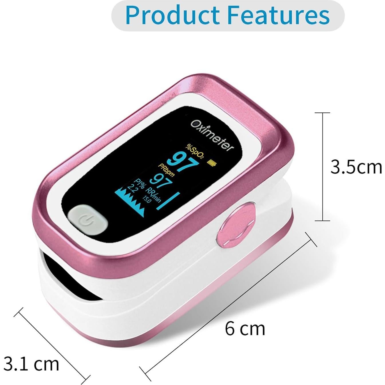 Oxímetro de Pulso JUYII Rosa, Monitor de Saturación SpO2