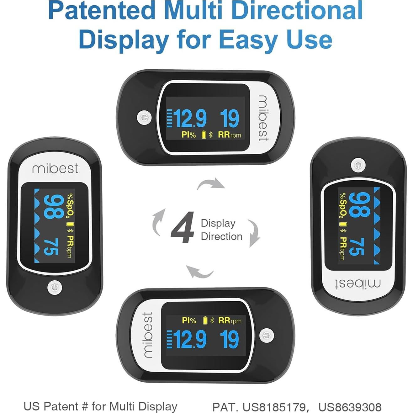 Oxímetro de Pulso Mibest CN368R Bluetooth - SpO2 y Frecuencia de Pulso