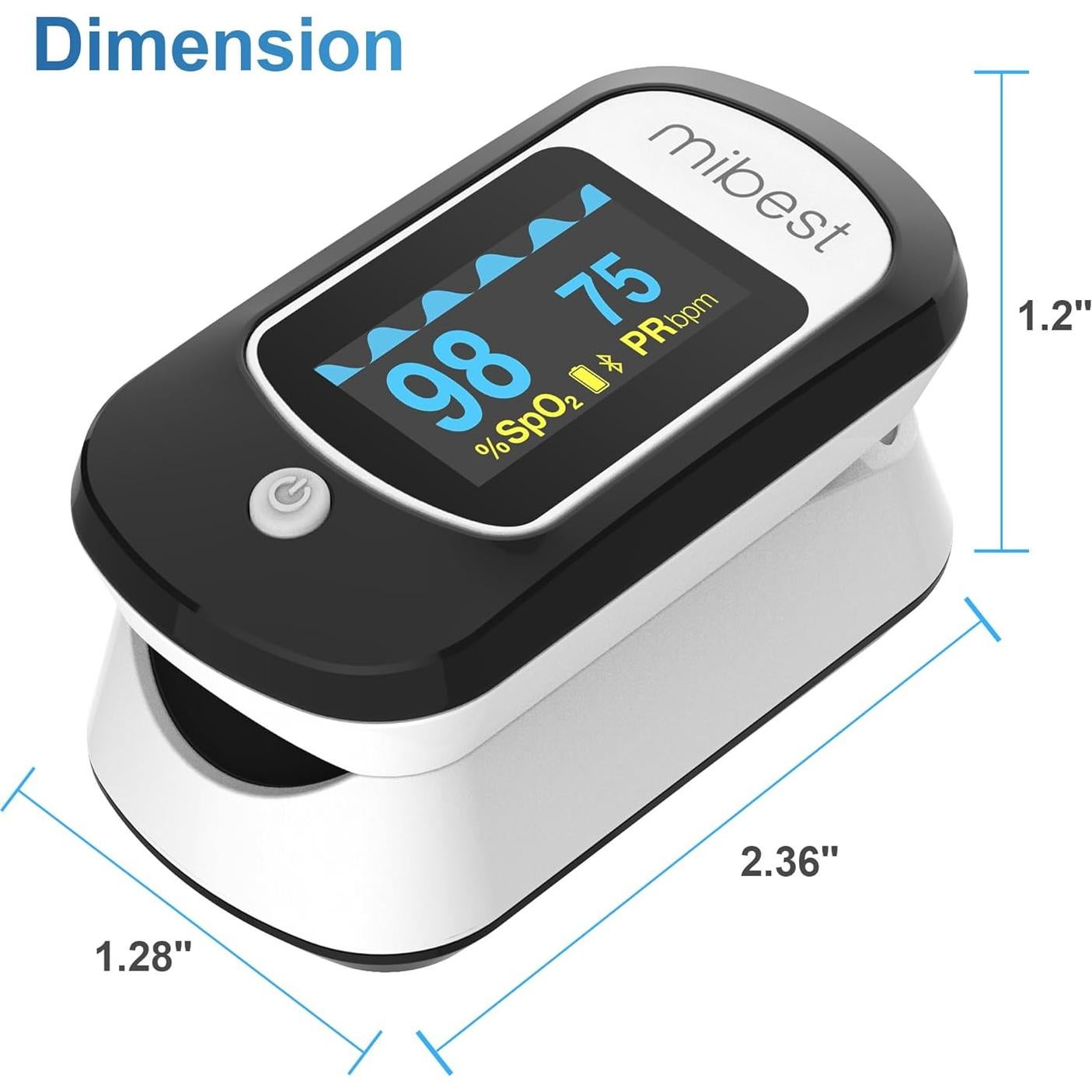 Oxímetro de Pulso Mibest CN368R Bluetooth - SpO2 y Frecuencia de Pulso