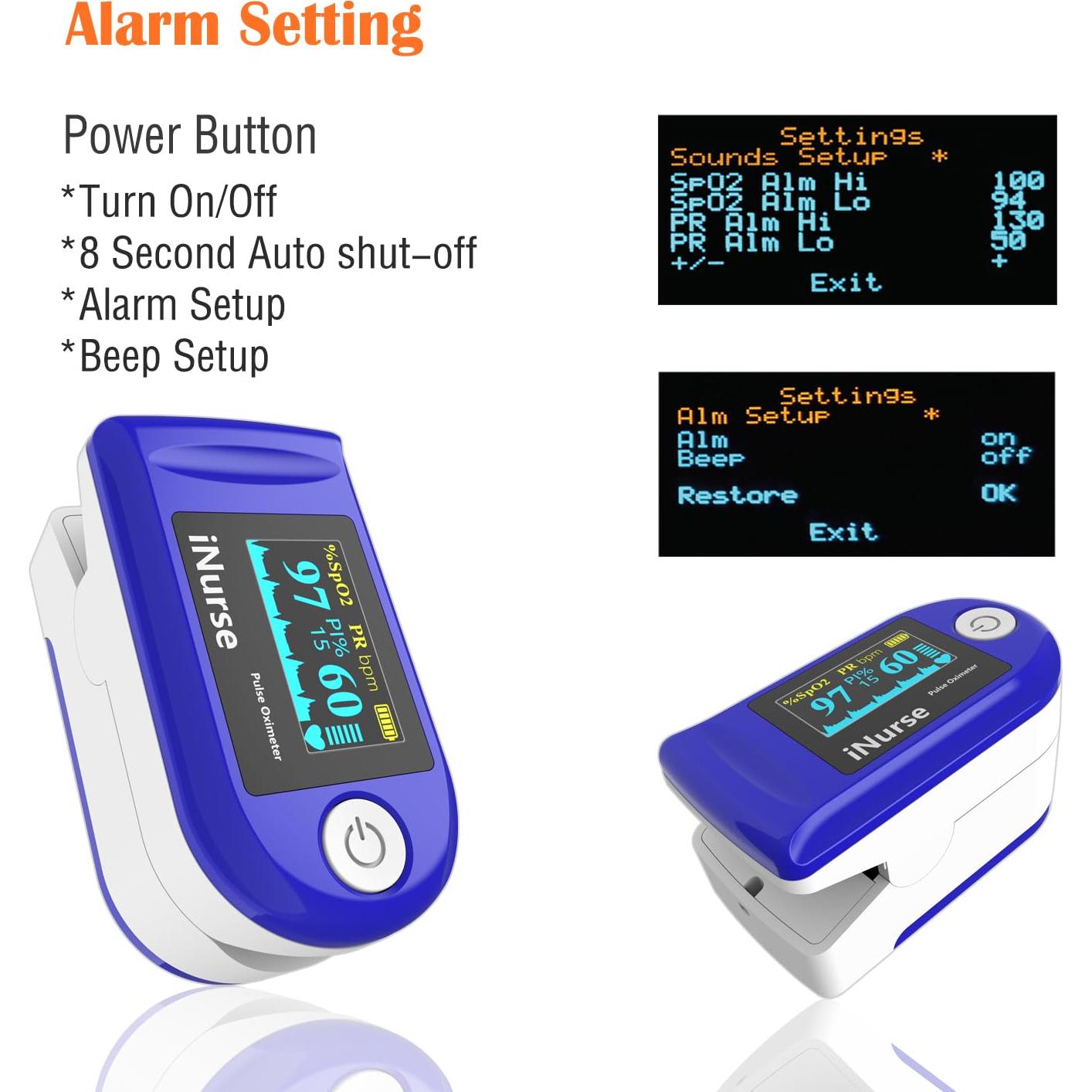 Oxímetro de Pulso Portátil LONGNAN con Pantalla OLED 1.2"
