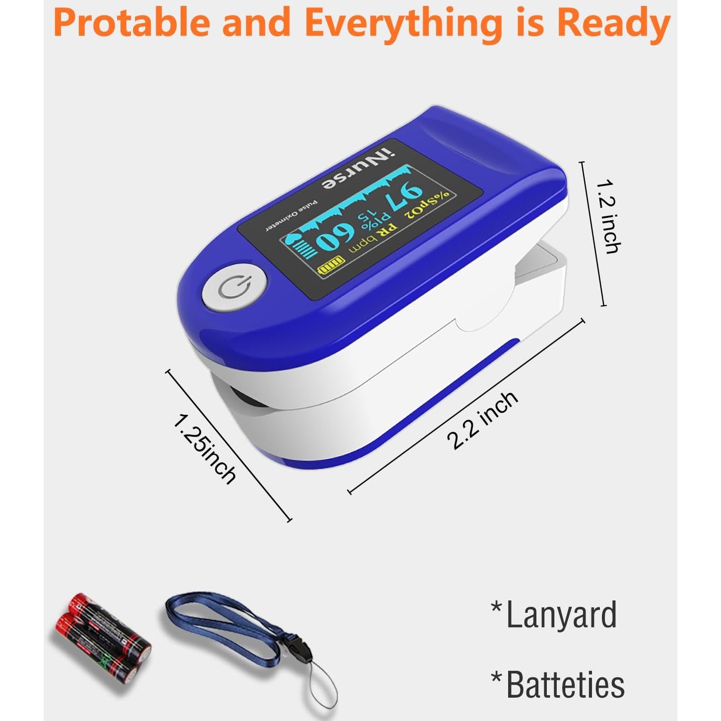 Oxímetro de Pulso Portátil LONGNAN con Pantalla OLED 1.2"