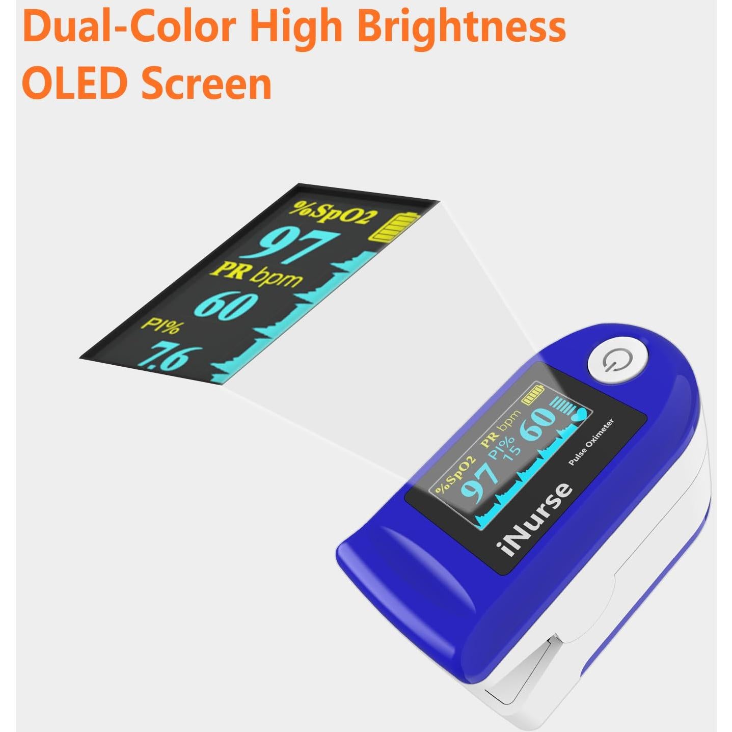 Oxímetro de Pulso Portátil LONGNAN con Pantalla OLED 1.2"