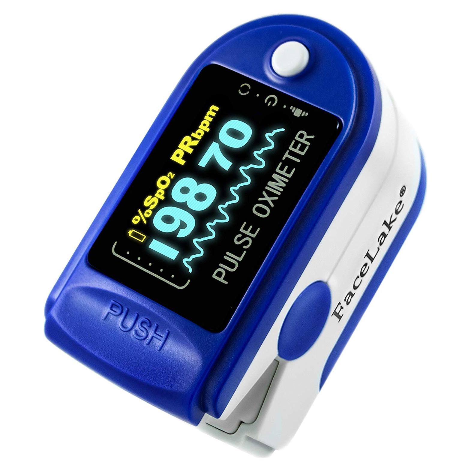 Oxímetro de Pulso FaceLake FL350 Azul con Funda y Baterías