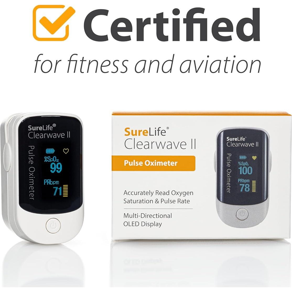Oxímetro de Pulso SureLife Clearwave II con Pantalla OLED