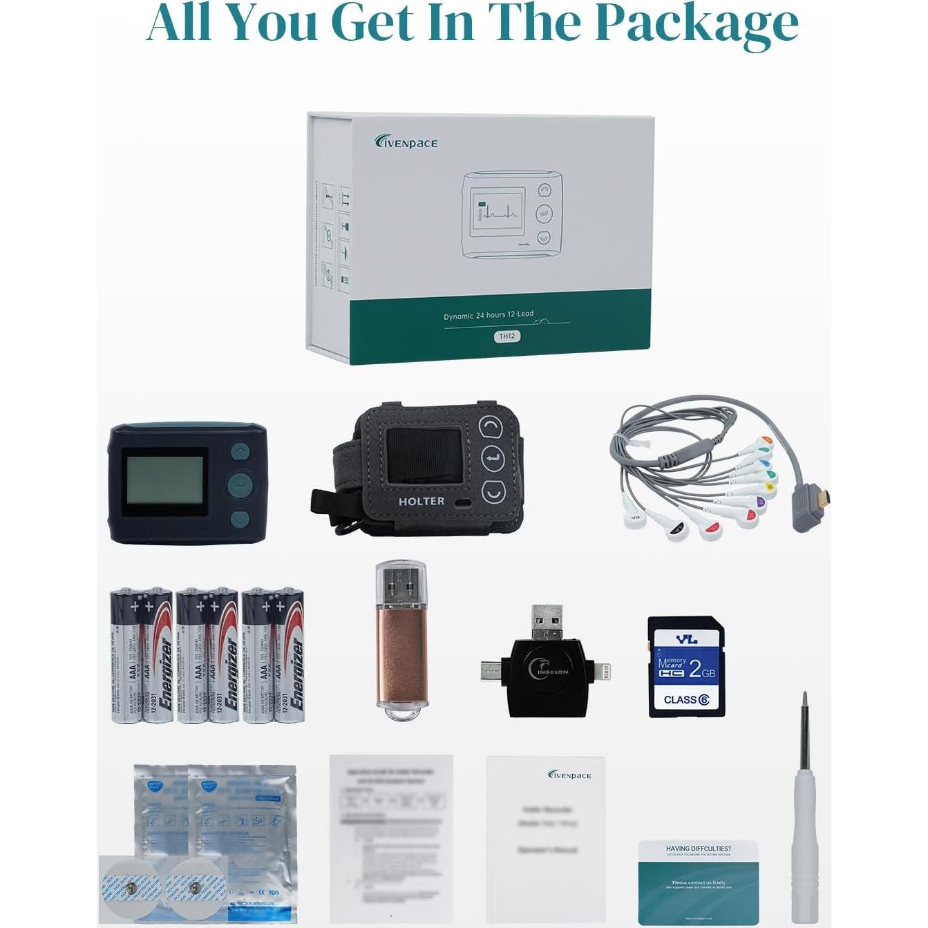 Monitor de Corazón Livenpace TH12 12 Derivaciones 24 Horas