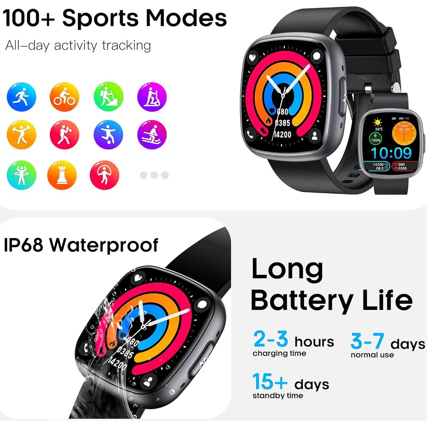 Reloj Inteligente Yowow BIT 1.75" HD, Monitoreo Salud IP68