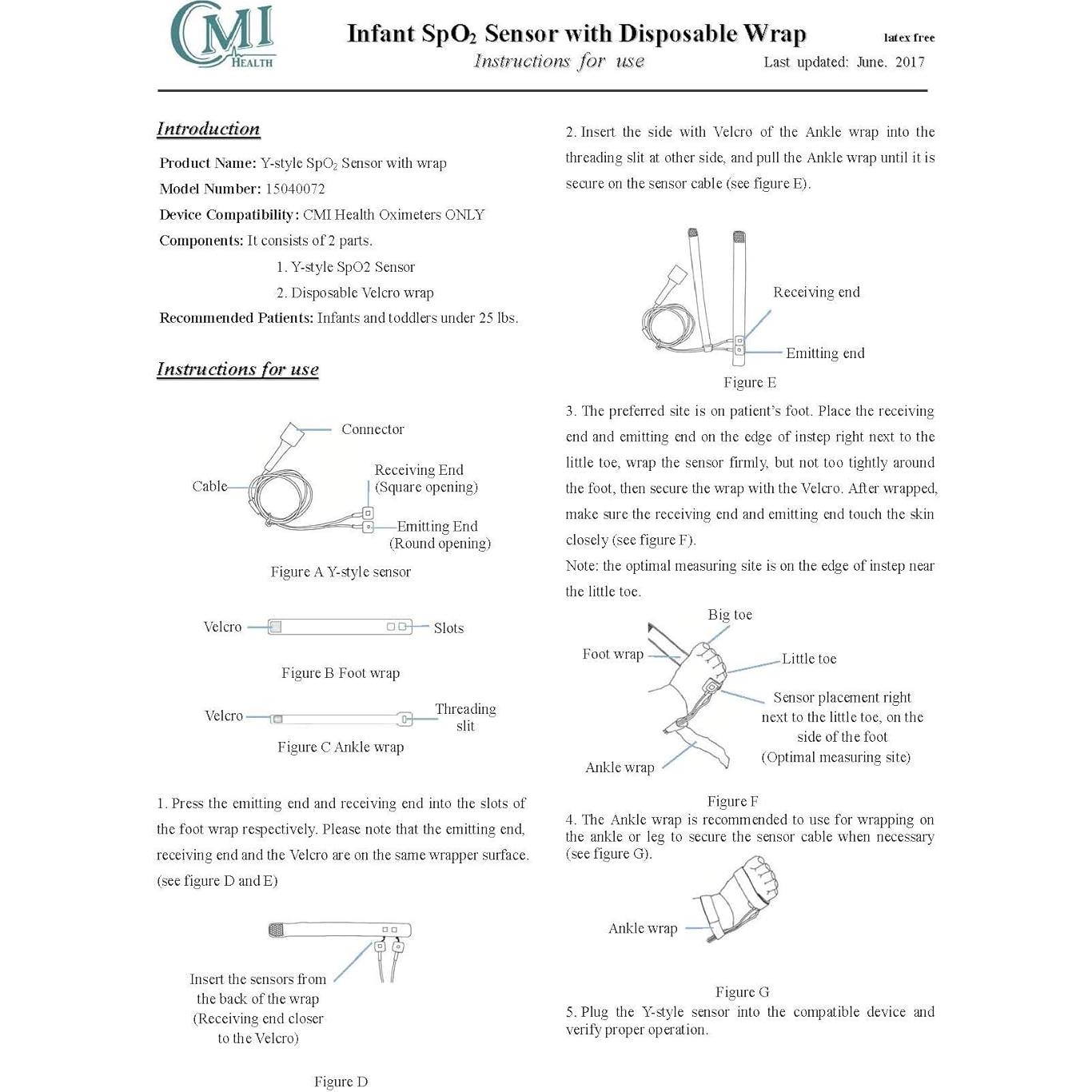 Sensor SpO2 para Infantes CMI Health - Monitoreo Nocturno