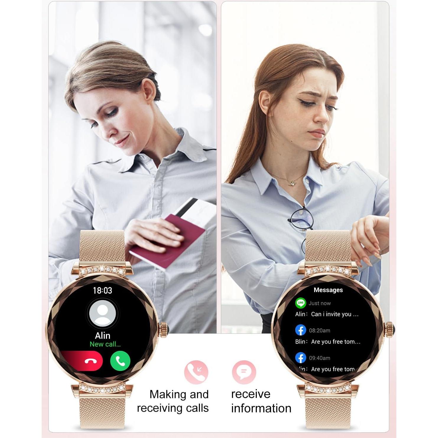 Reloj Inteligente Efolen Oro Rosa 1.19" AMOLED Fitness IP68