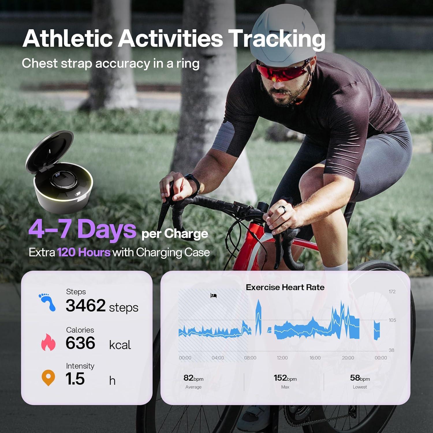 Anillo Inteligente Circul Gris Espacial S - Monitoreo Salud 24/7