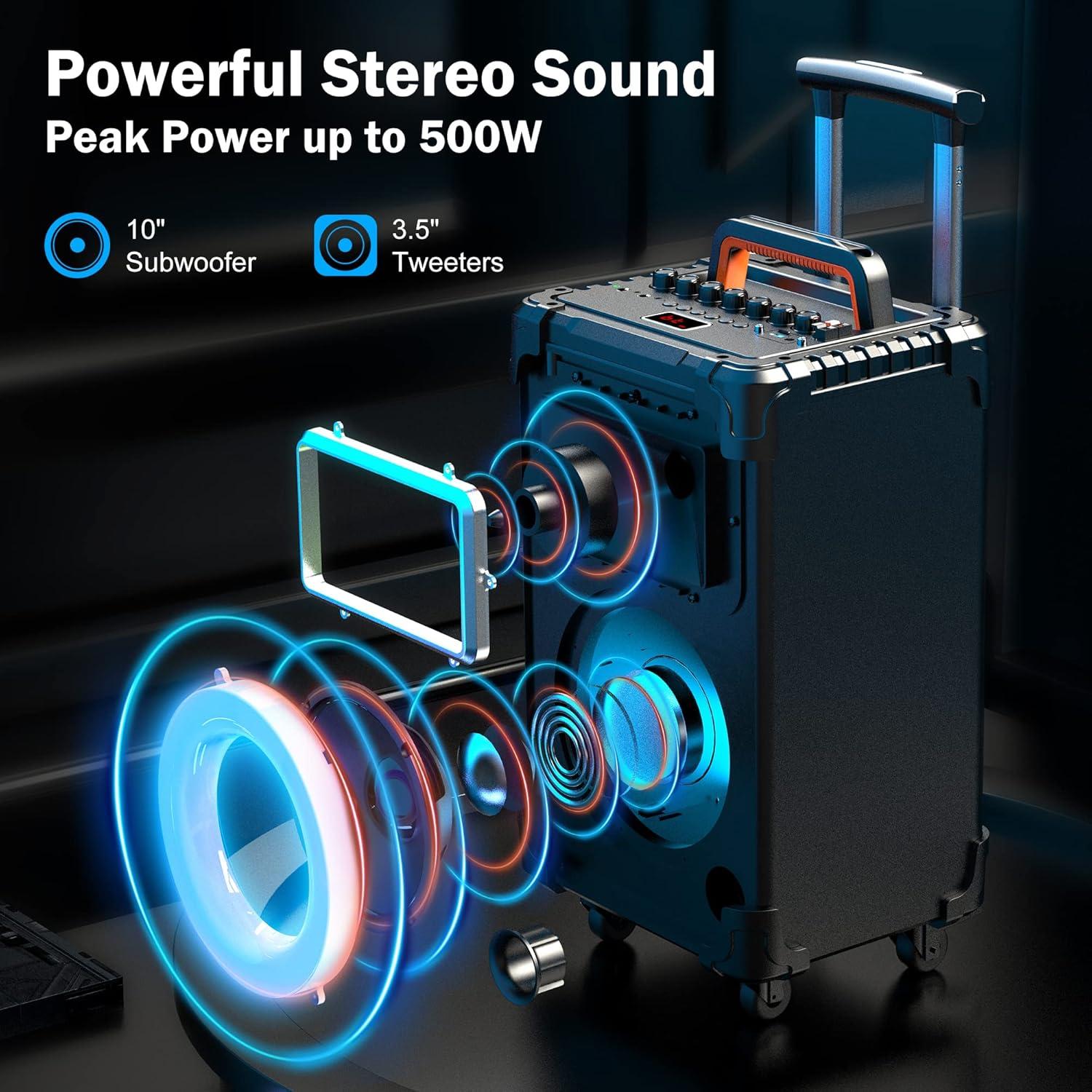 Altavoz Karaoke JYX AN20 10" Bluetooth 500W 2 Micrófonos