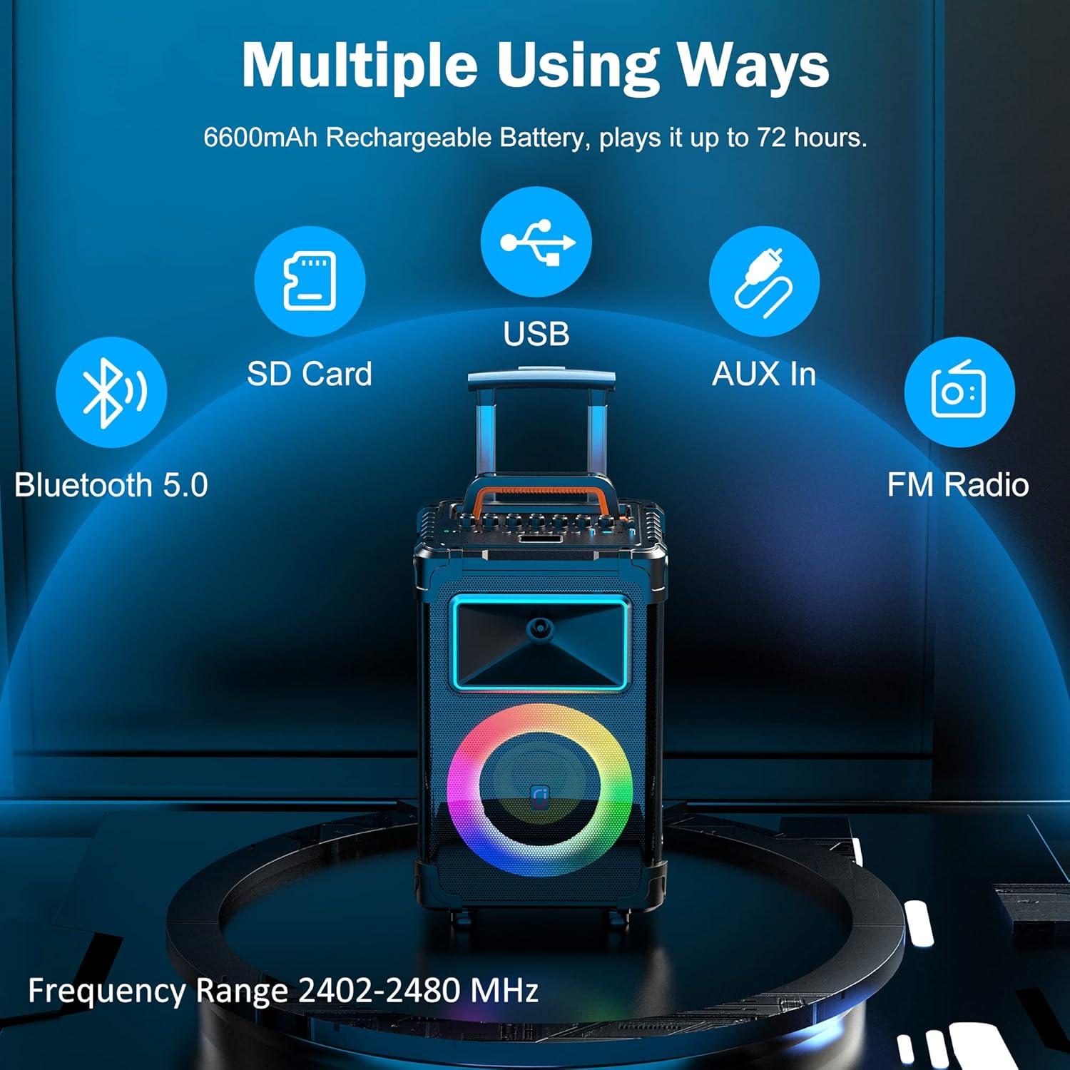 Altavoz Karaoke JYX AN20 10" Bluetooth 500W 2 Micrófonos