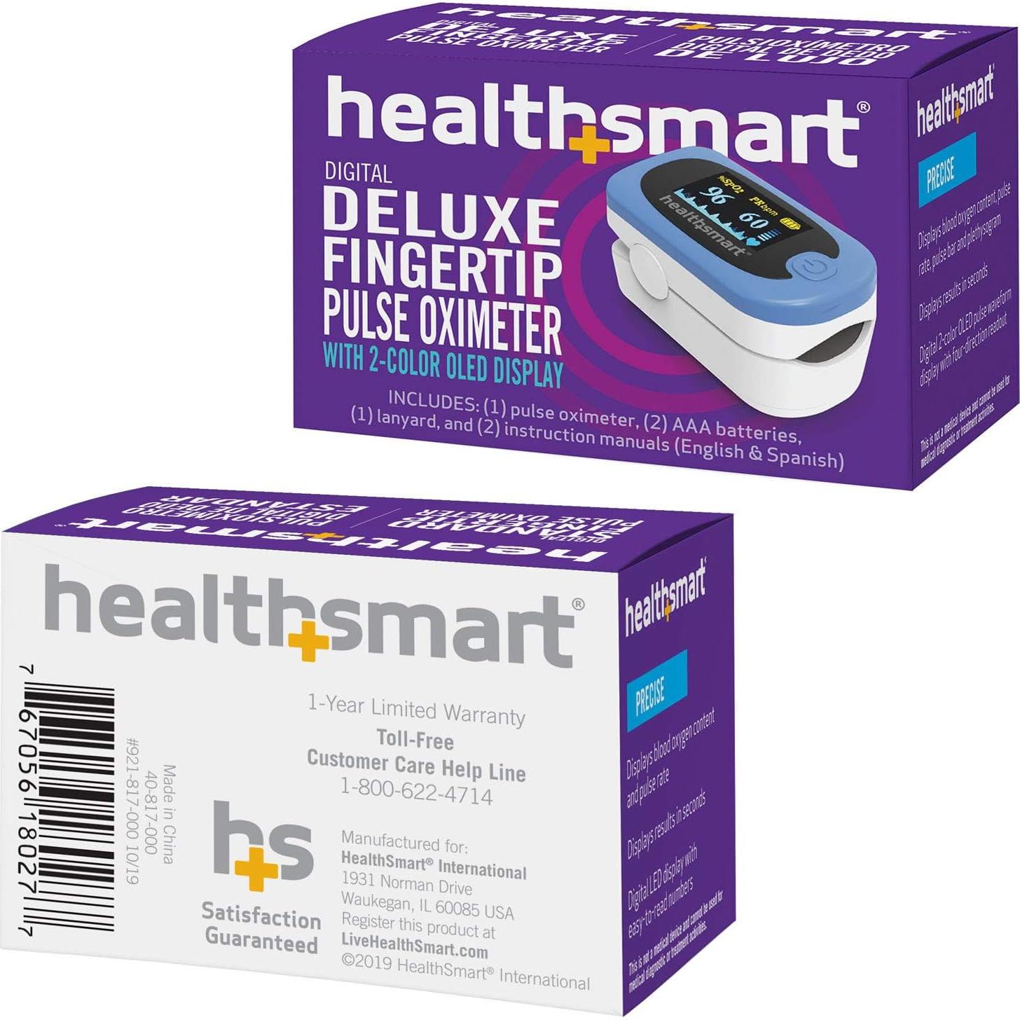 Oxímetro de Pulso HealthSmart para Dedo con Pantalla OLED