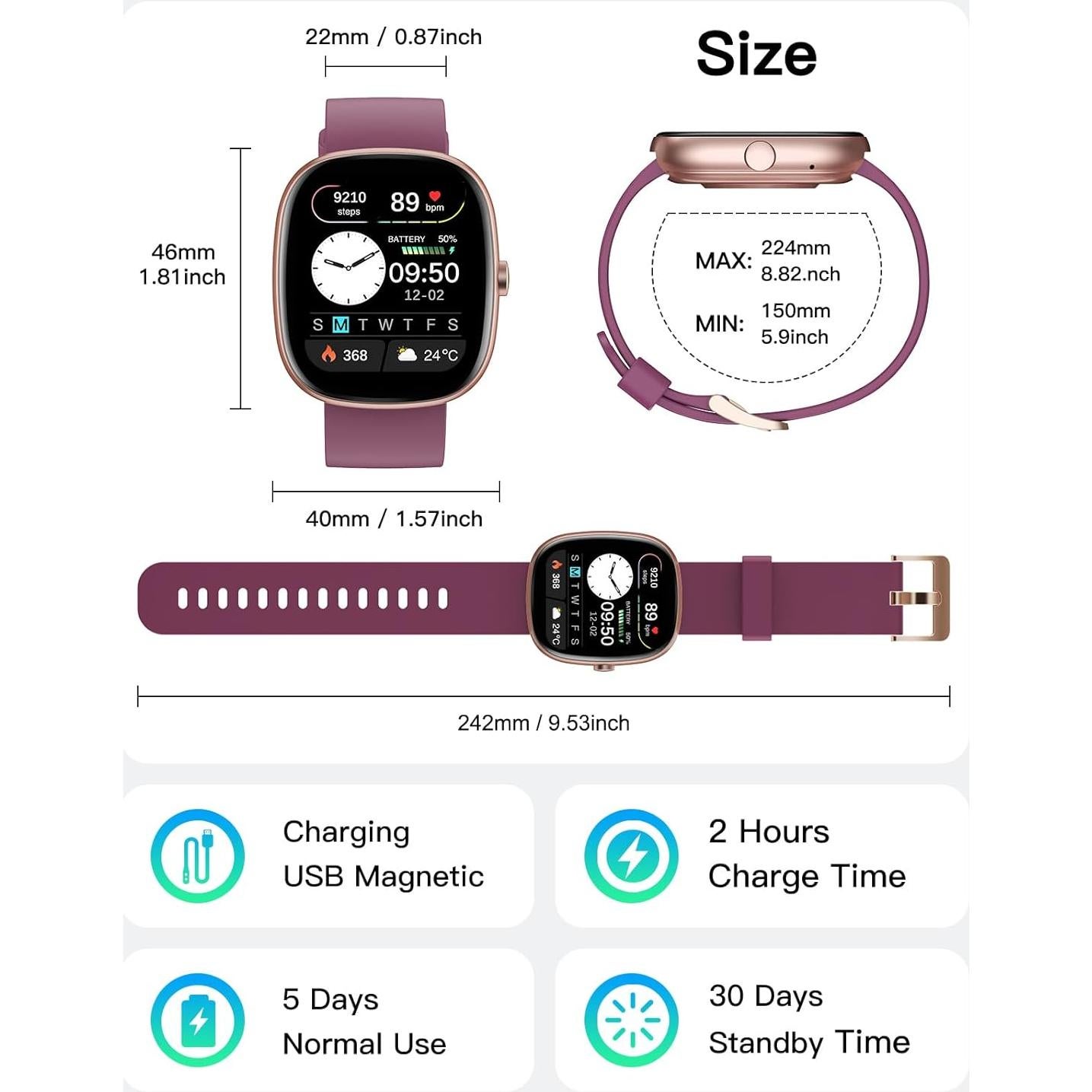 Reloj Inteligente Fitness SHANG WING 1.85" Monitoreo Salud