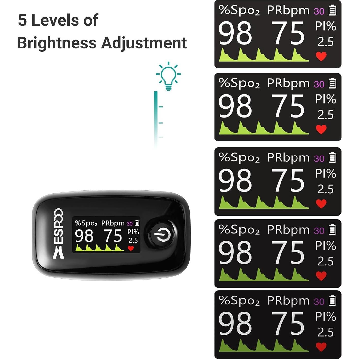 Oxímetro de Pulso de Dedo ESPOO YM201 - Monitor de Oxígeno