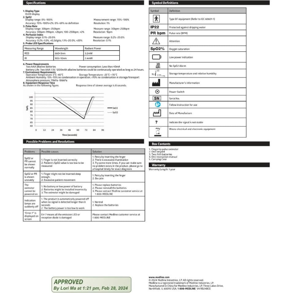 Oxímetro de Pulso Bluetooth Medline HCSM70T con Pantalla OLED