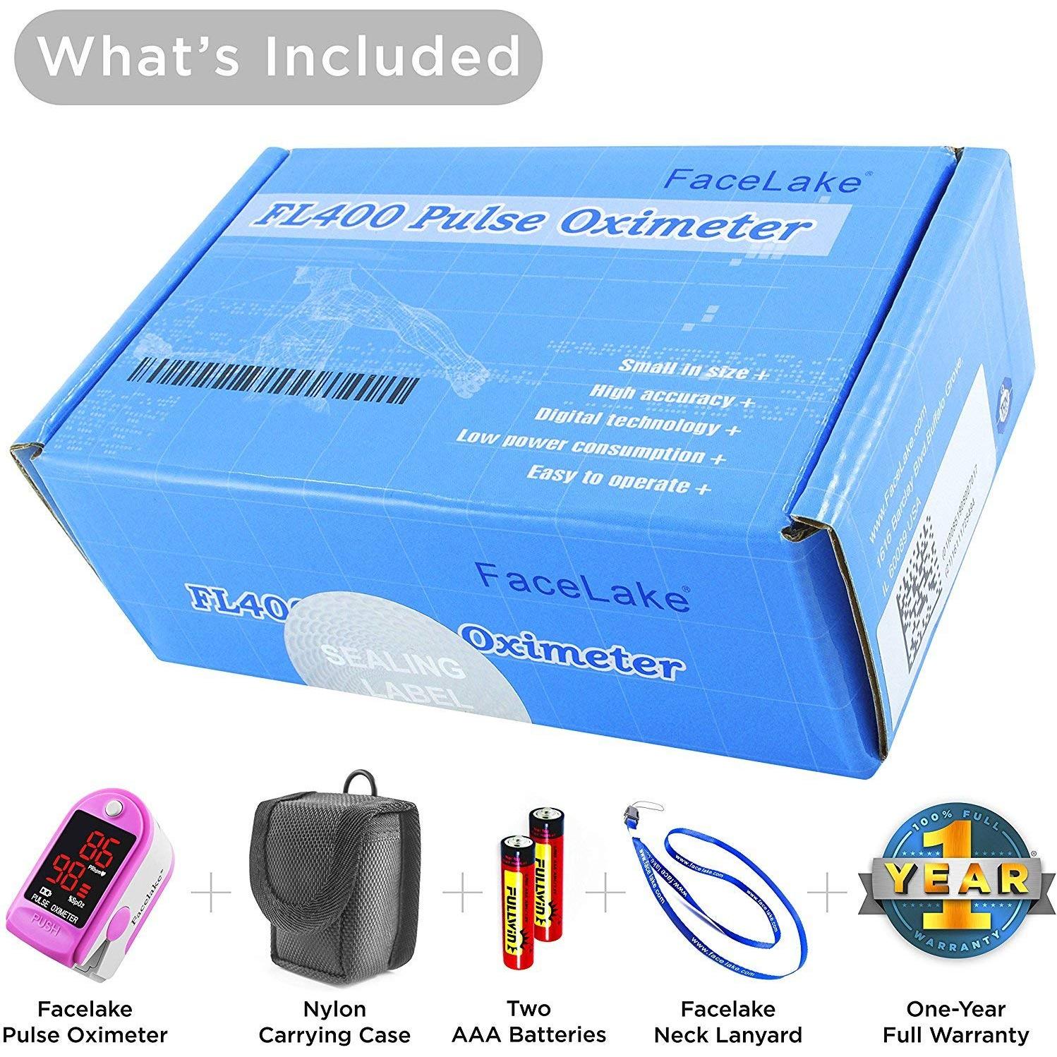 Oxímetro de Pulso FaceLake FL400P Rosa con Funda y Baterías
