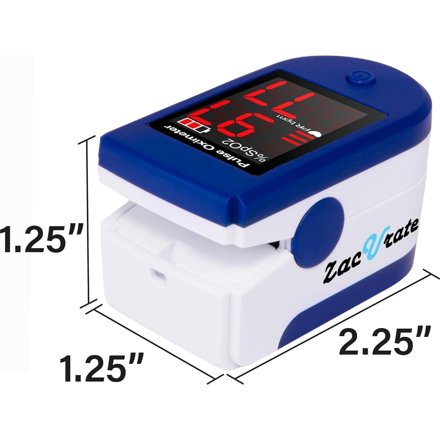 Oxímetro de Pulso Zacurate 500CL con Pantalla LED y Baterías