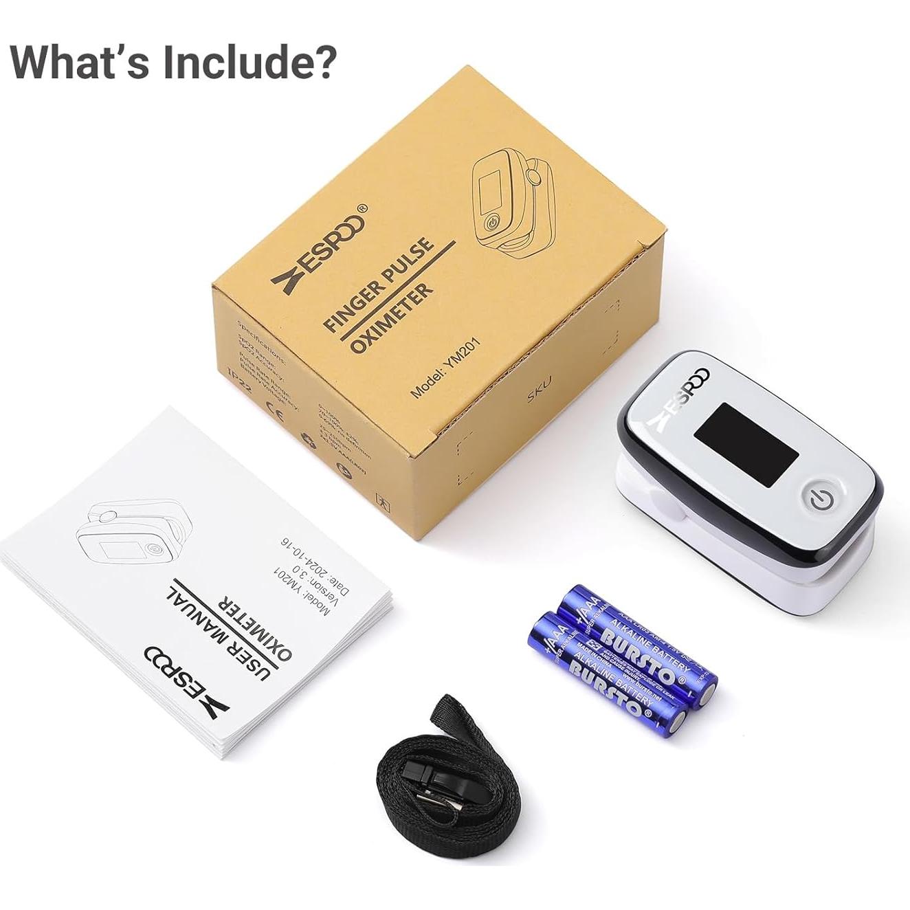 Oxímetro de Pulso ESPOO YM201 con 20 Memorias y Pantalla TFT