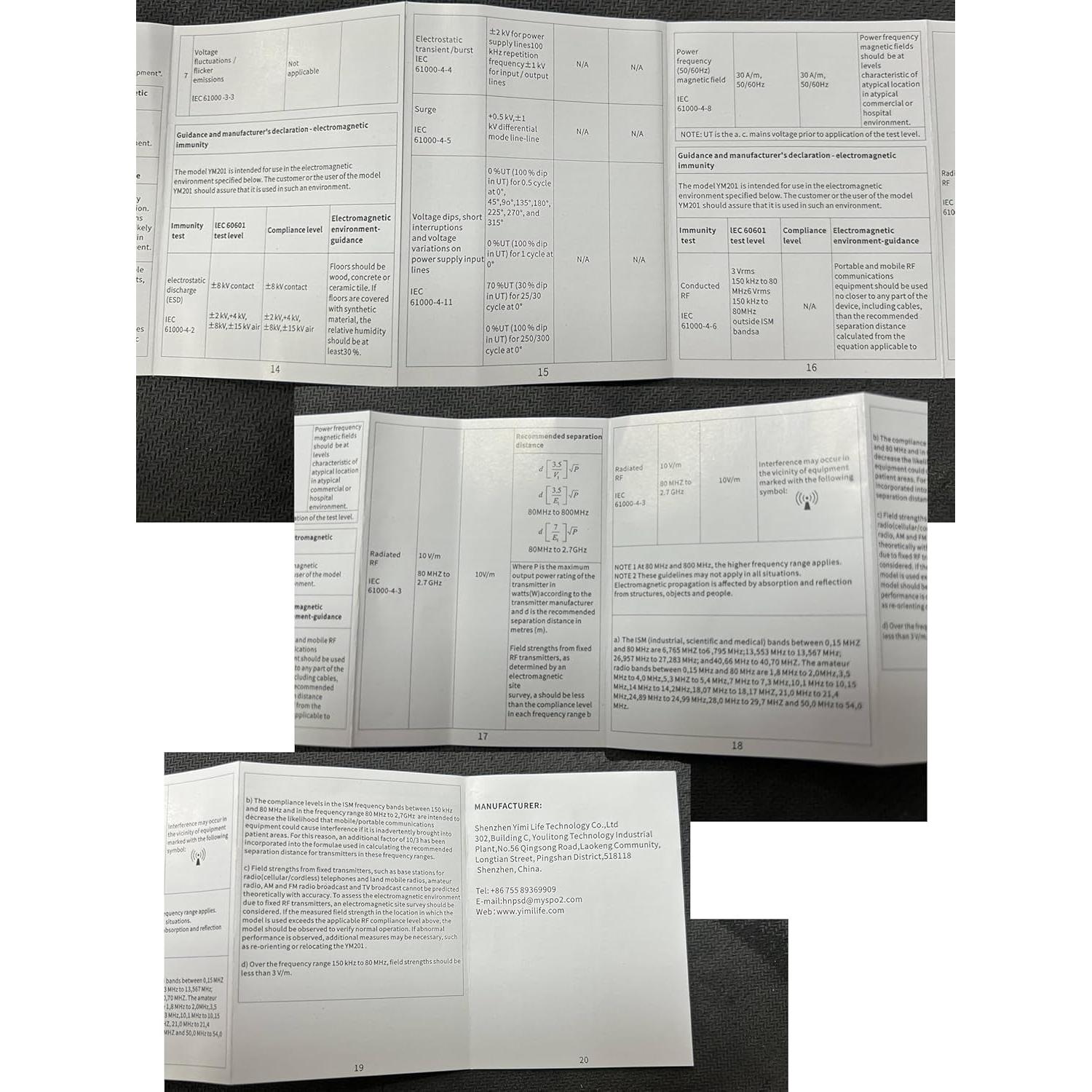 Oxímetro de Pulso ESPOO YM201 con 20 Memorias y Pantalla TFT